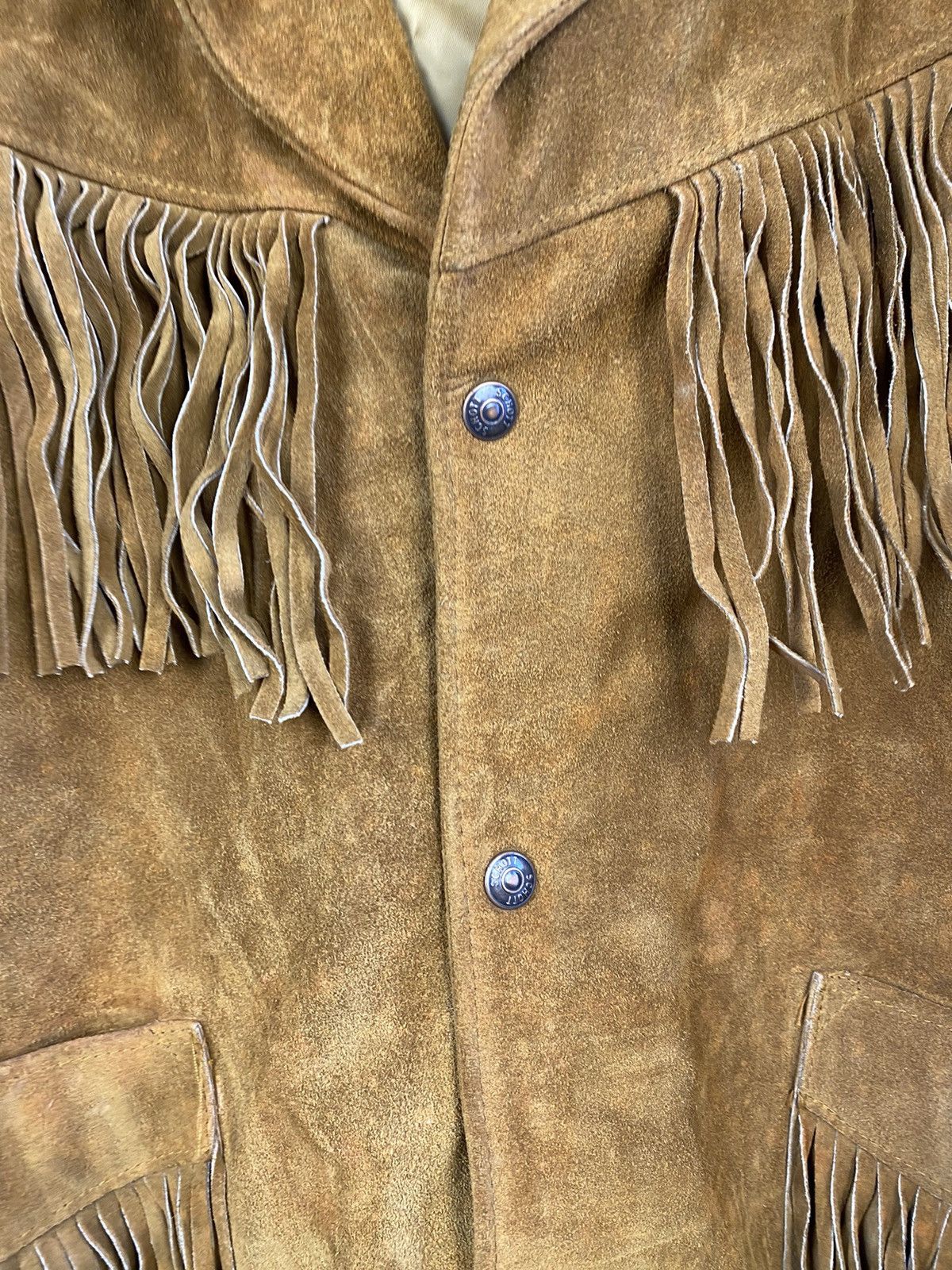 Cowboy Equipment Vintage 70s Schott Distressed Western Fringed Leather Jacket Size US L / EU 52-54 / 3 - 5 Thumbnail