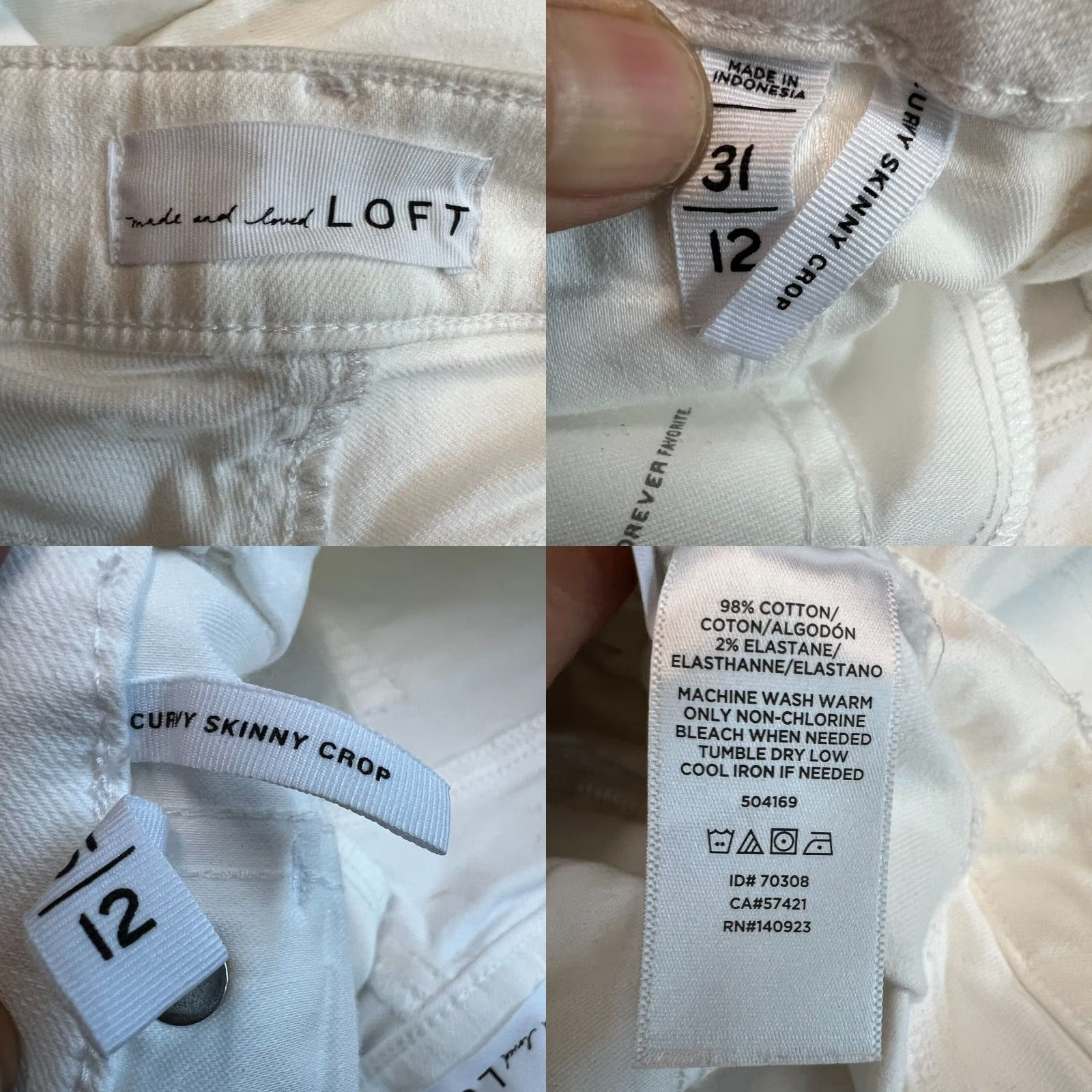 Loft LOFT Jeans Main Selling Point: Curvy Skinny Crop Denim - White - Size 12 (Waist 36" Inseam 30") - 90s Boho Loft Marisa - Womens Size 34" / US 12 / IT 48 - 8 Thumbnail
