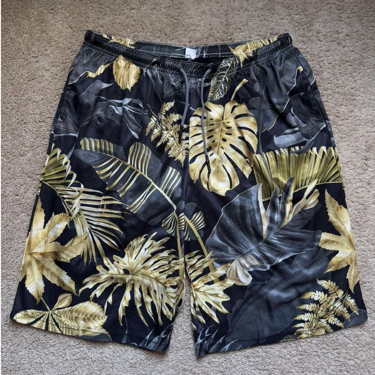 Other Tropical Palm Leaves Swim Trunks Short Black/Gold Men's 3XL Size US 42 / EU 58 - 3 Thumbnail