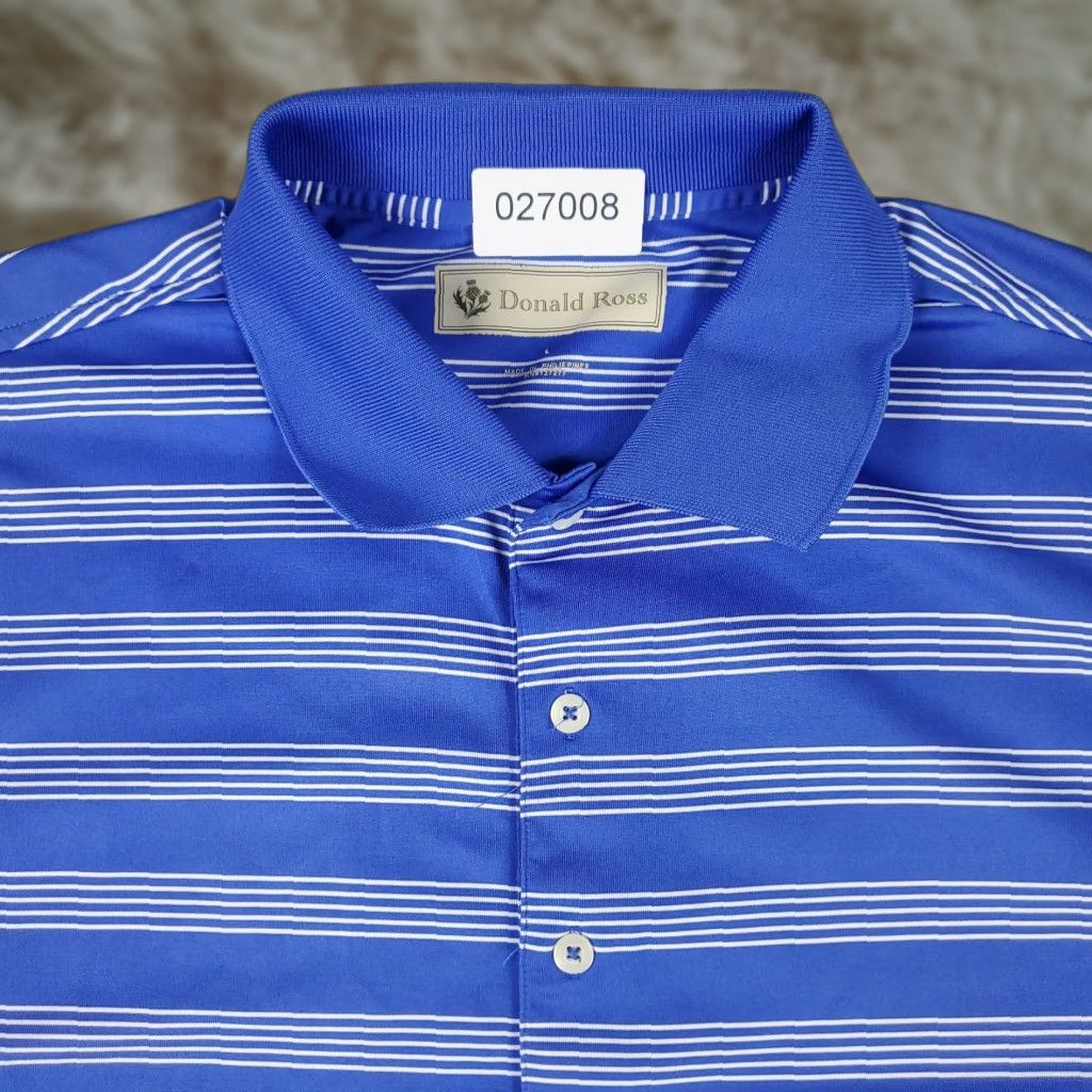 Vintage Donald Ross Polo Shirt Ballen Isles Mens Large Blue Striped Casual Short Sleeve Size US L / EU 52-54 / 3 - 1 Thumbnail