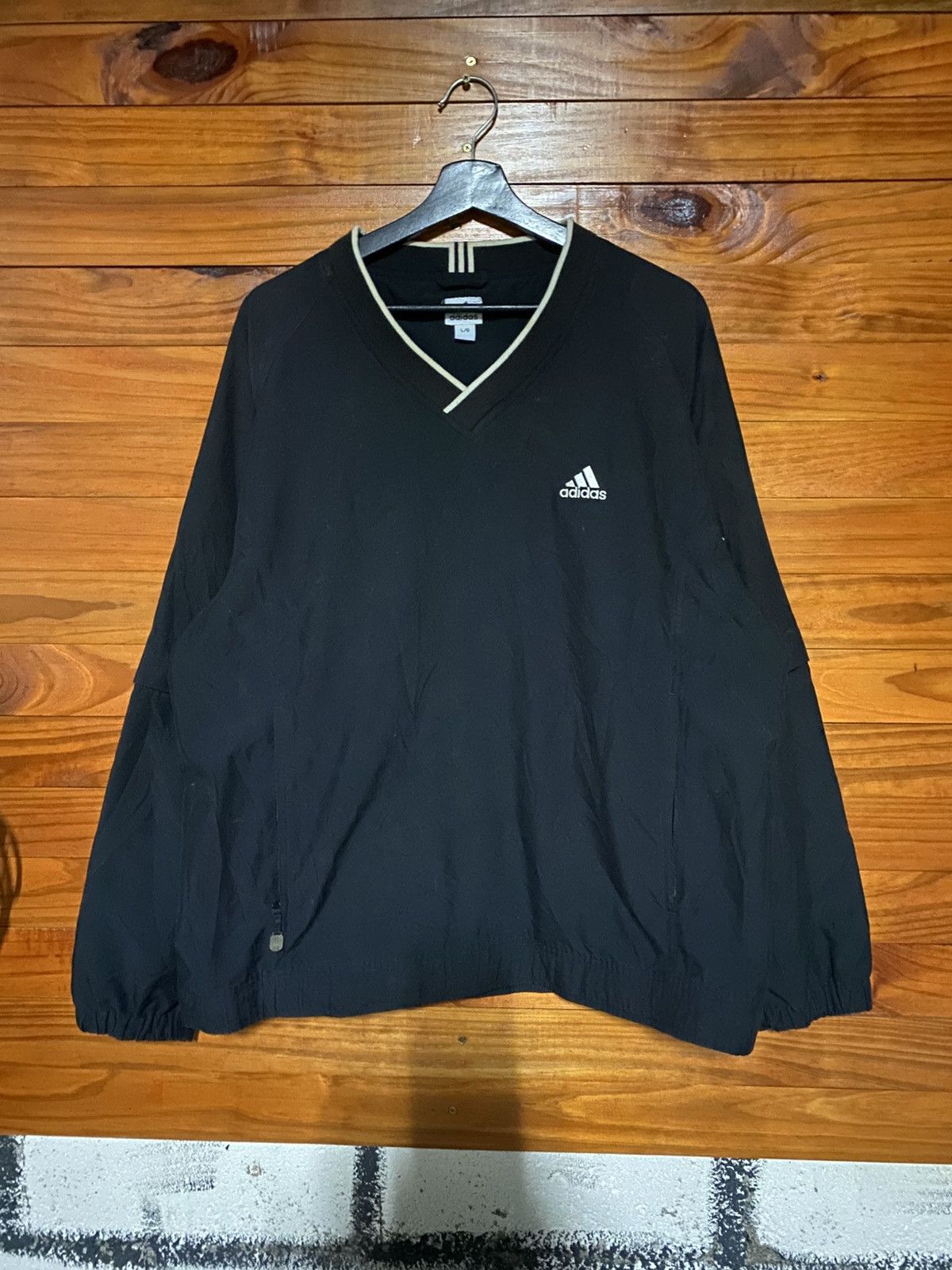 Adidas Vintage 2000s Adidas Climashield Wind Pullover – Black V-Nec Size US L / EU 52-54 / 3 - 3 Thumbnail