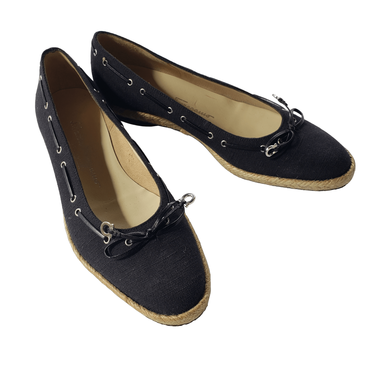 Salvatore Ferragamo Salvatore Ferragamo Black Canvas Espadrilles Ballet Flats Size US 6 / IT 36 - 1 Thumbnail