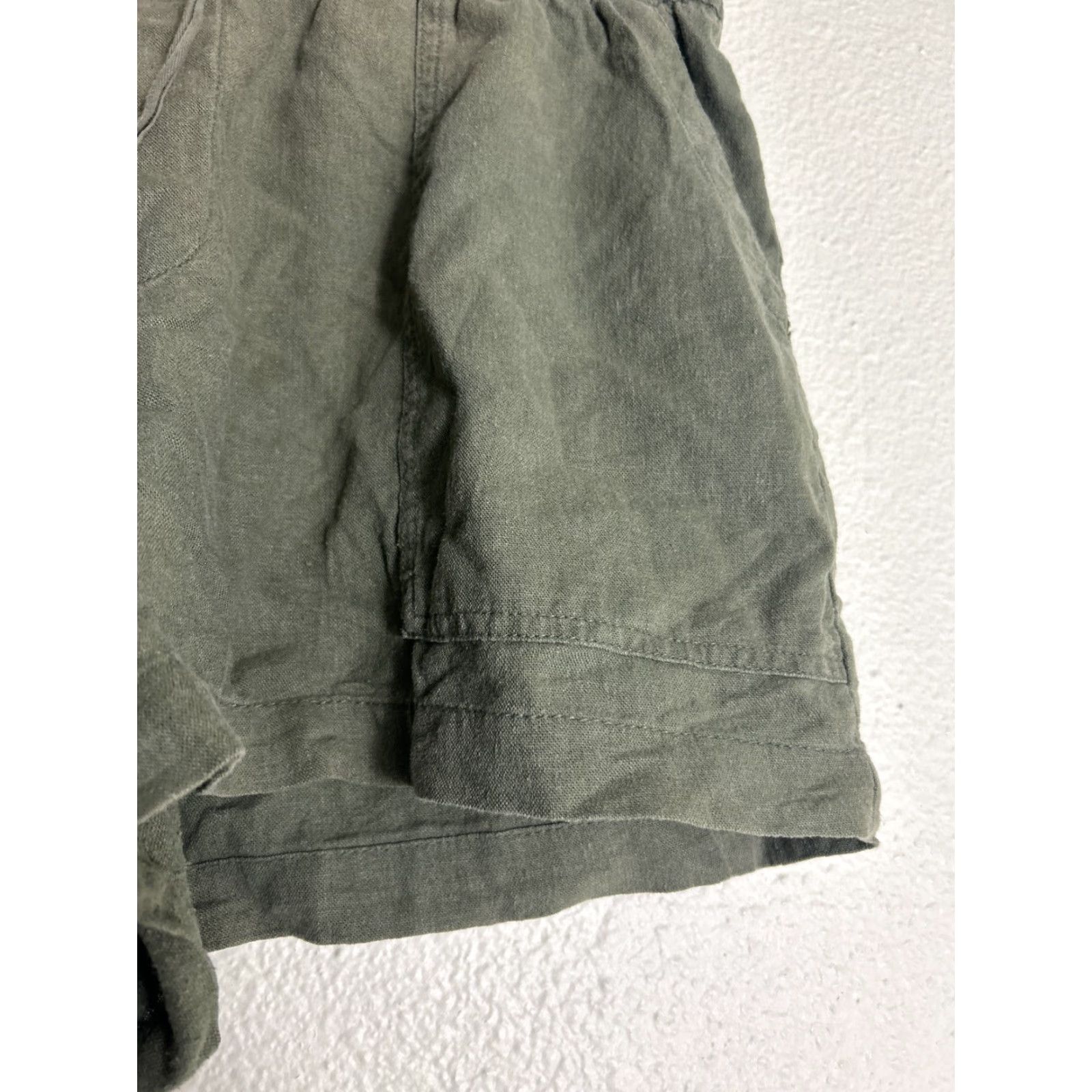 Gap Gap Womens Large Linen Blend Shorts Olive Green Drawstring 34x3 Size 36" / US 14 / IT 50 - 5 Thumbnail