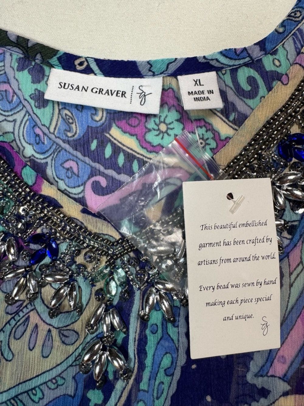 Other NWT New Susan Graver Paisley V-Neck Tunic with Embellished Size XL / US 12-14 / IT 48-50 - 6 Thumbnail