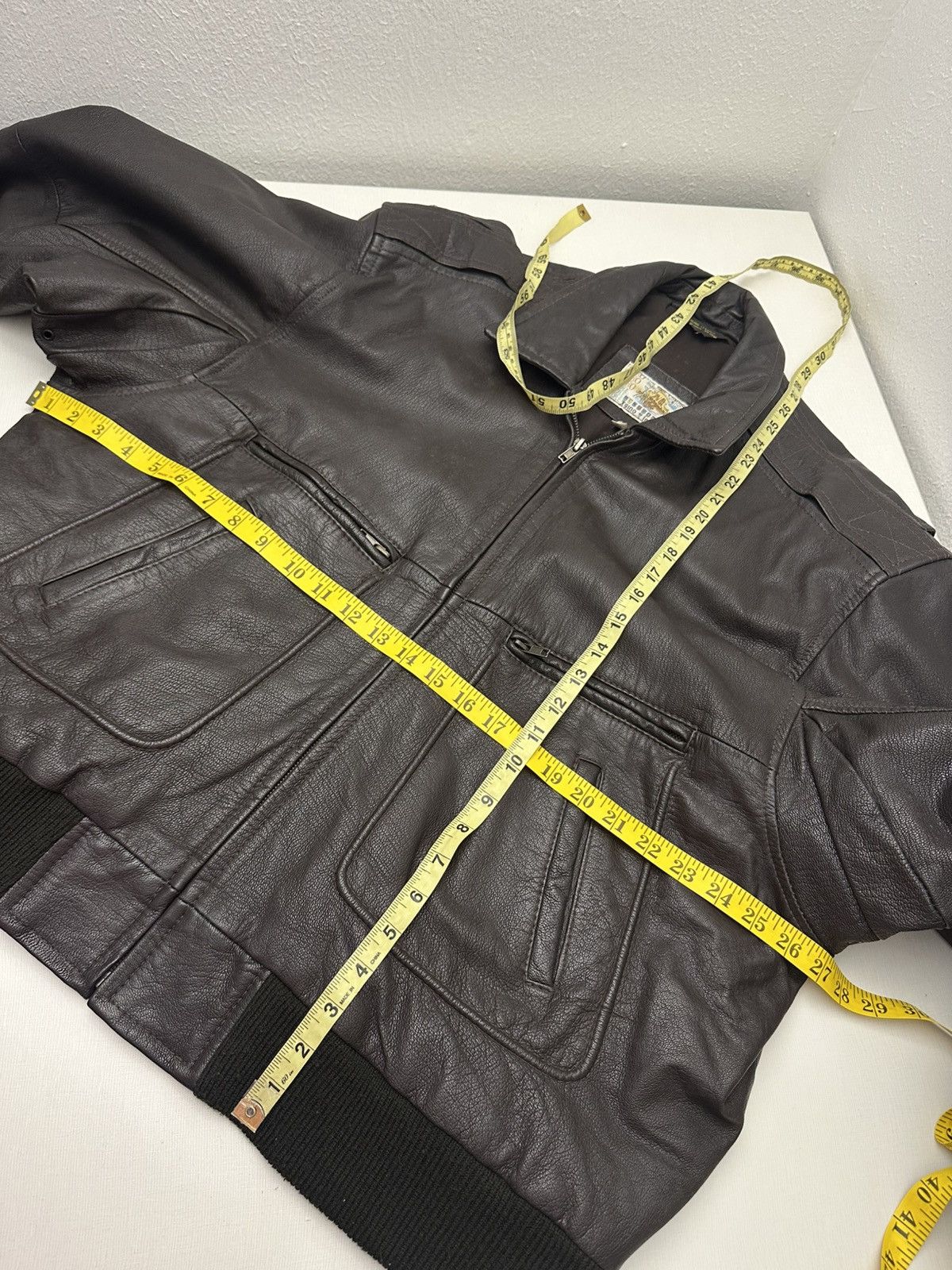 Genuine Leather Vtg 80s Gino Leathers Brown Genuine Leather Bomber Flight XL Size US XL / EU 56 / 4 - 9 Thumbnail