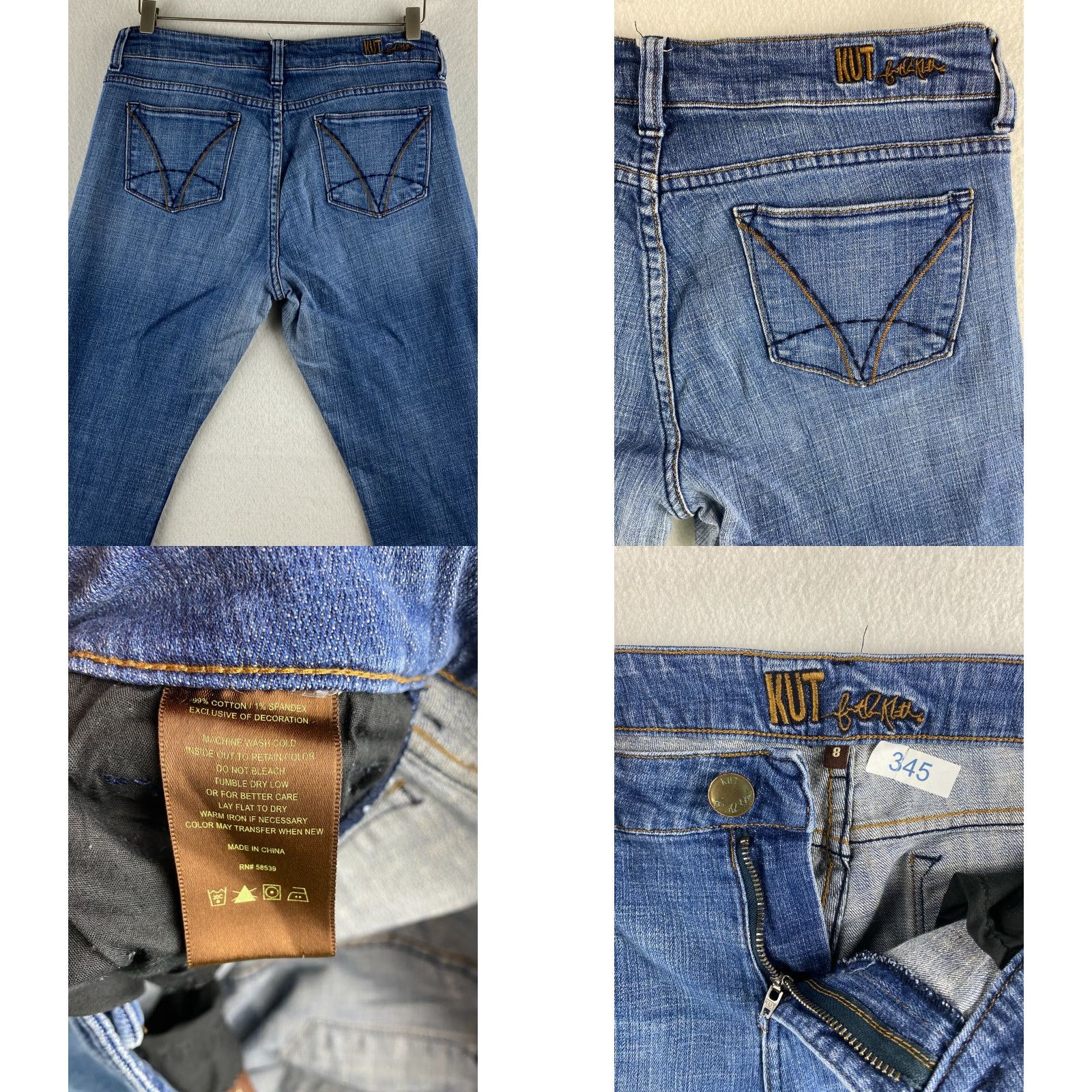 Vintage KUT from the Kloth Jeans Womens 8 Blue Bootcut Stretch Denim Dark Distressed Size 30" / US 8 / IT 44 - 8 Thumbnail