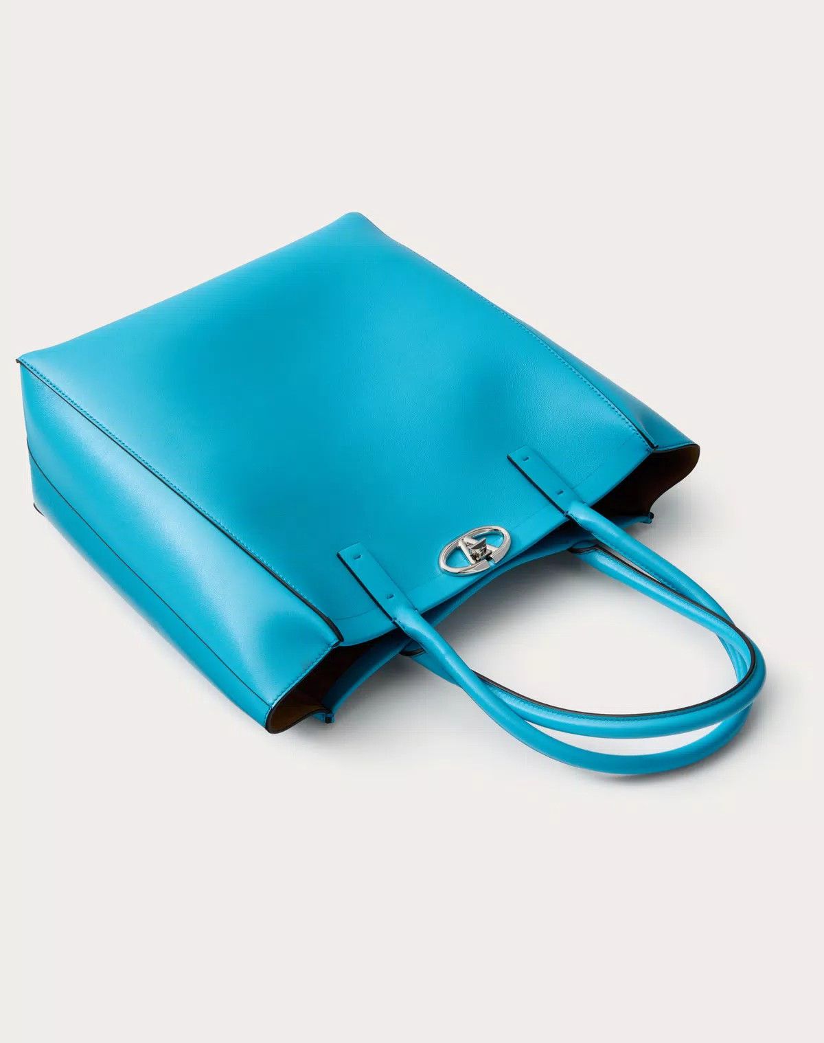 Valentino oc11z0725 Size:OS/ Locker Leather Shopping Bag in Sky Blue Size ONE SIZE - 5 Thumbnail