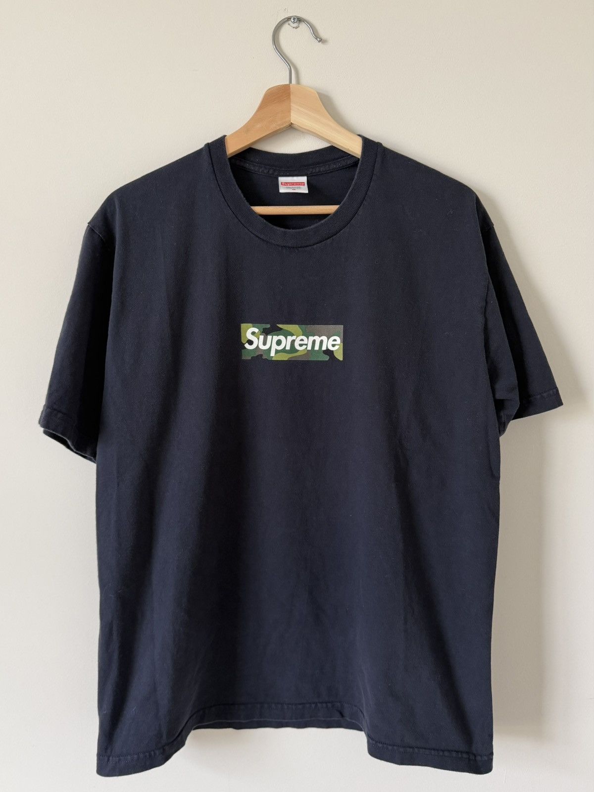 Supreme Navy blue supreme box logo shirt 2005 | Grailed