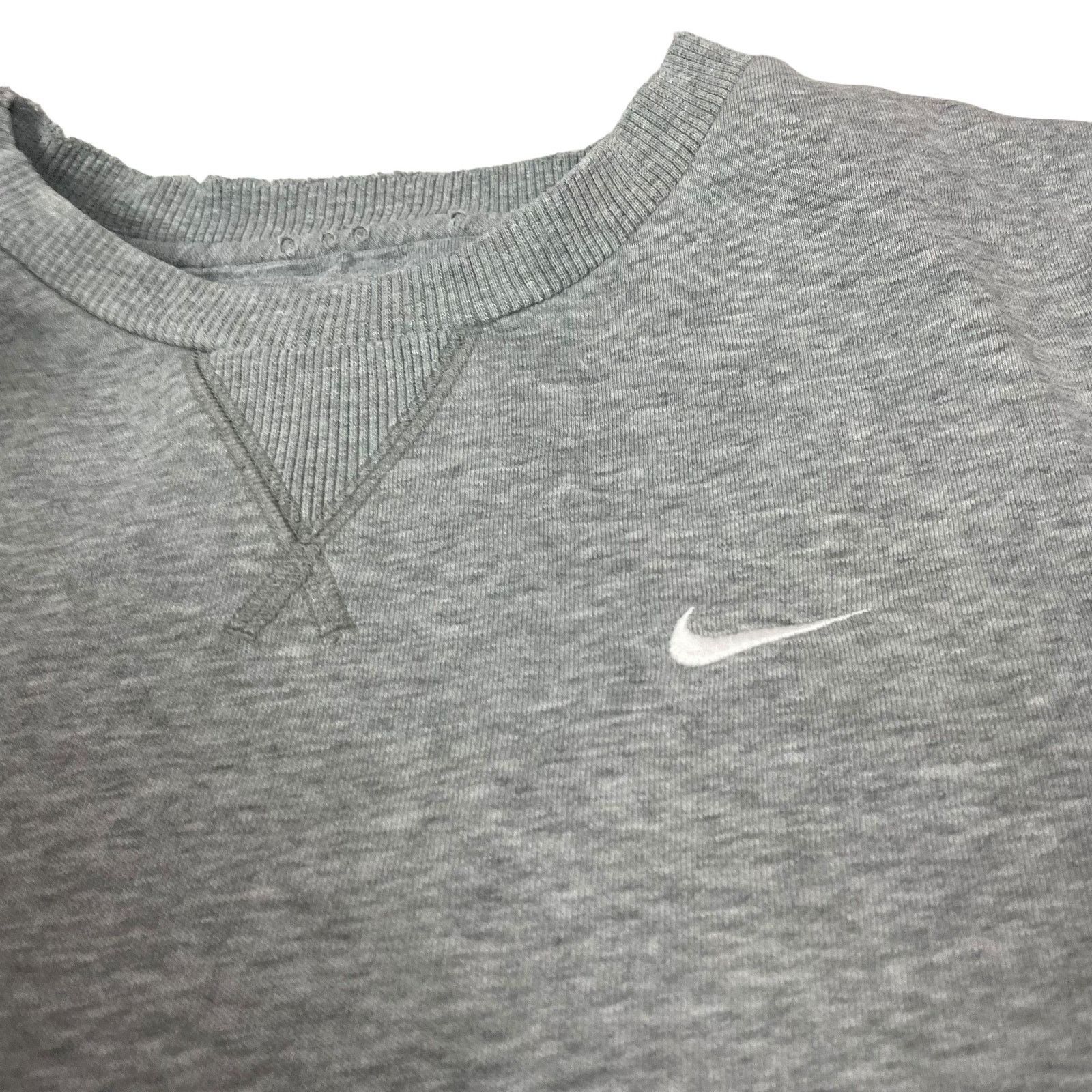 Nike × Vintage Nike Men's Heather Gray Cotton Swoosh Pullover Sweatshirt S Size US S / EU 44-46 / 1 - 2 Thumbnail