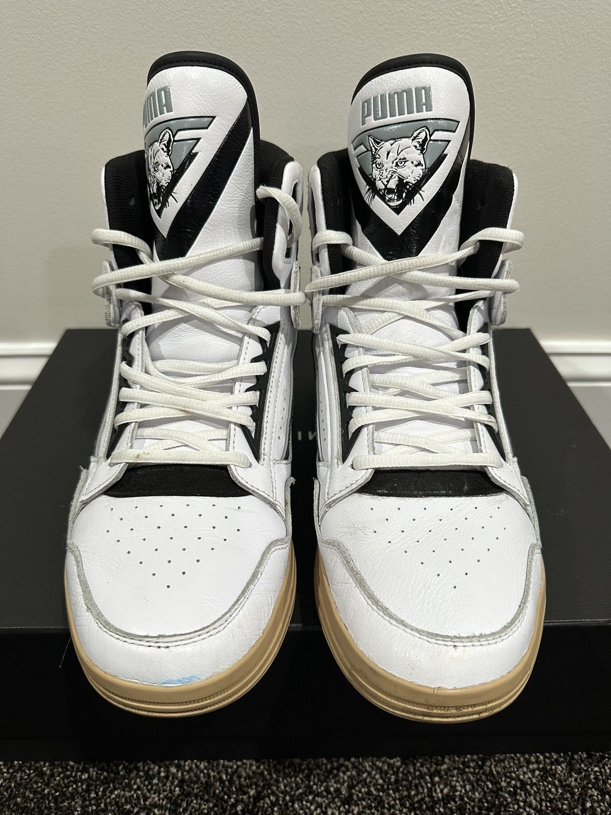 NBA Puma x Rhude x Kuzma Mid White/Black Clyde all-Pro Sneaker Size US 10 / EU 43 - 5 Thumbnail