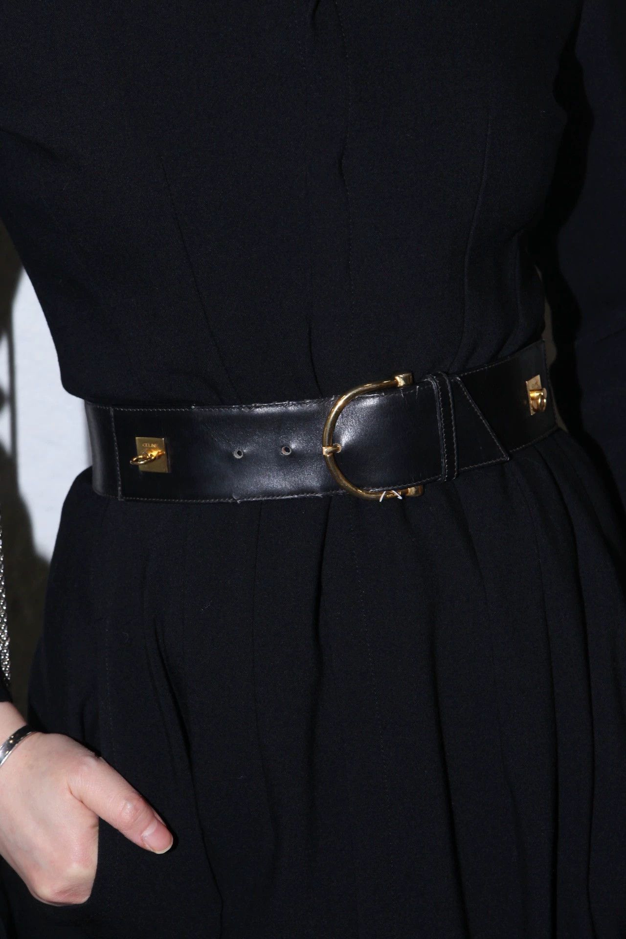 Celine Celine Detachable Chain Cowhide Wide Belt S-M Size ONE SIZE - 3 Thumbnail
