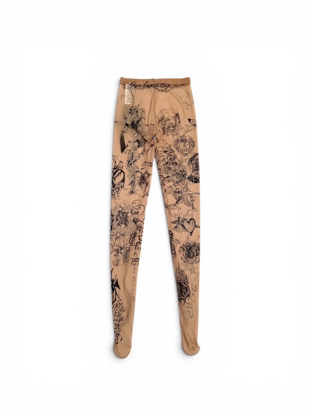 Balenciaga Balenciaga Mesh Tattoo Leggings Pants Beige Size 26" / US 2 / IT 38 - 2 Thumbnail