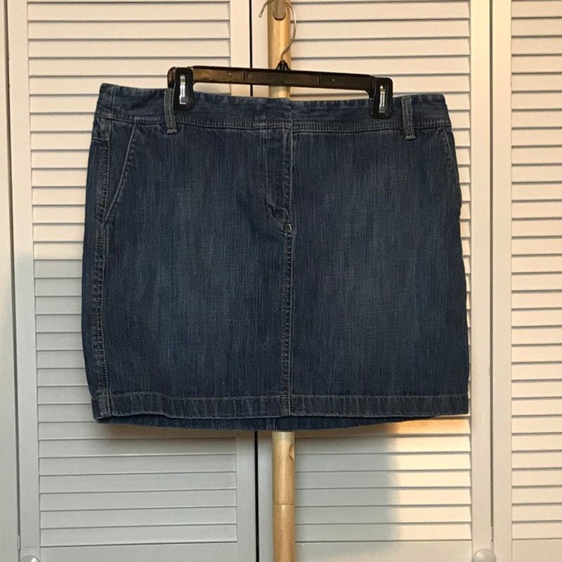 Ann Taylor Ann Taylor LOFT Blue Denim Jean Skirt 14 A-Line Retro Size 36" / US 14 / IT 50 - 1 Thumbnail