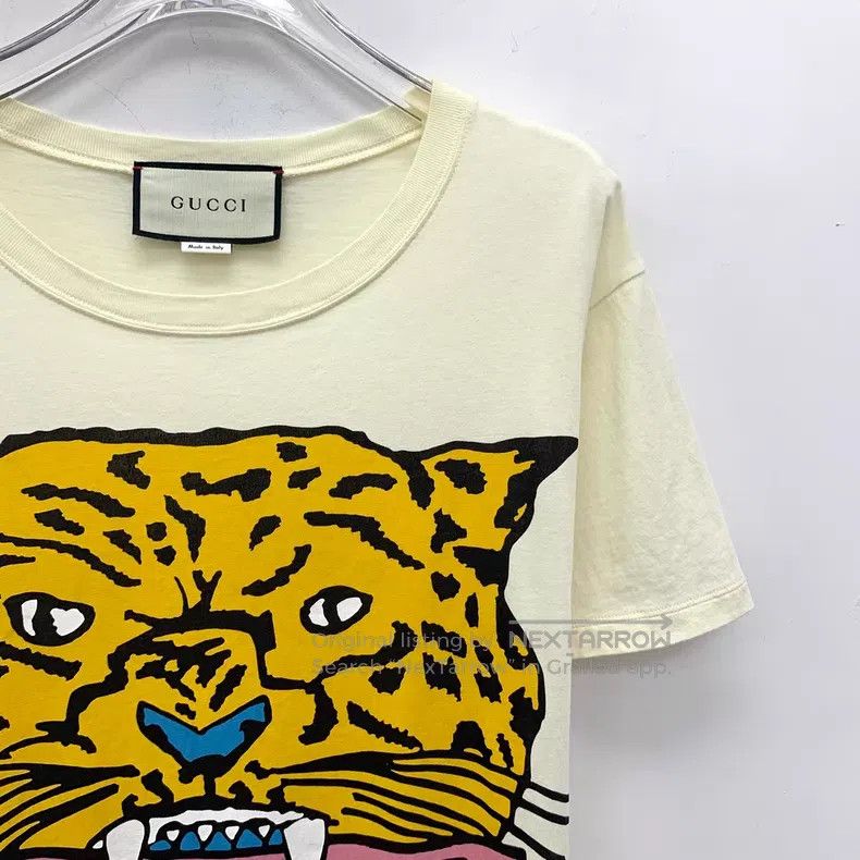 Gucci Gucci Beige tiger letter print cotton round-neck short-sle Size XS / US 0-2 / IT 36-38 - 3 Thumbnail