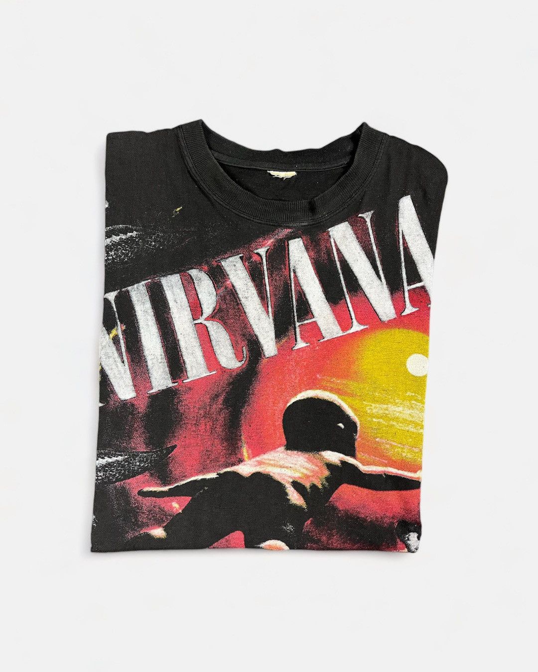 image of Band Tees x Rock T Shirt Nirvana - 90’S Nevermind Aop Bootleg T-Shirt in Black, Men's (Size Medium)
