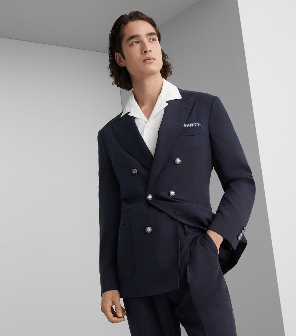 Woven Jacket Silk in Dark Blue
