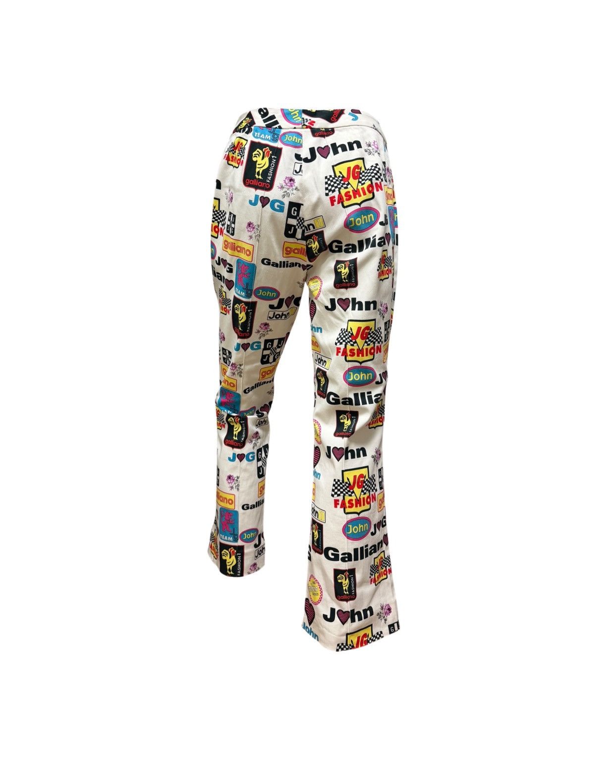 John Galliano JOHN GALLIANO S/S 2002 Graphic Print Bootcut Flared Pants Size 28" / US 6 / IT 42 - 2 Thumbnail
