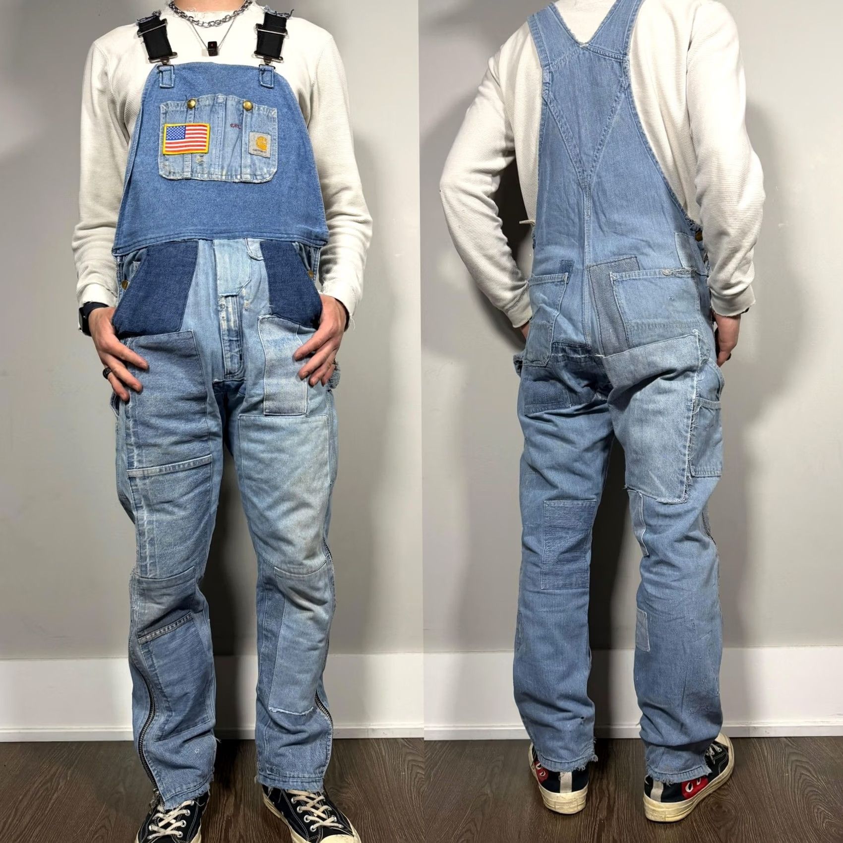 Carhartt VINTAGE Carhartt Denim Bib Overalls 34x32 Blue Distressed Rienforced Workwear Size US 34 / EU 50 - 2 Thumbnail