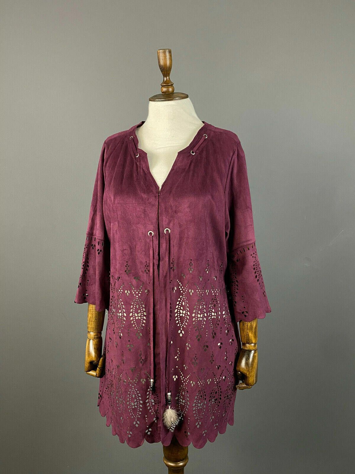 Designer Ladies Tredy Red V-Neck Aztec Print Cardigan Cape Size 44 Size M / US 6-8 / IT 42-44 - 1 Thumbnail