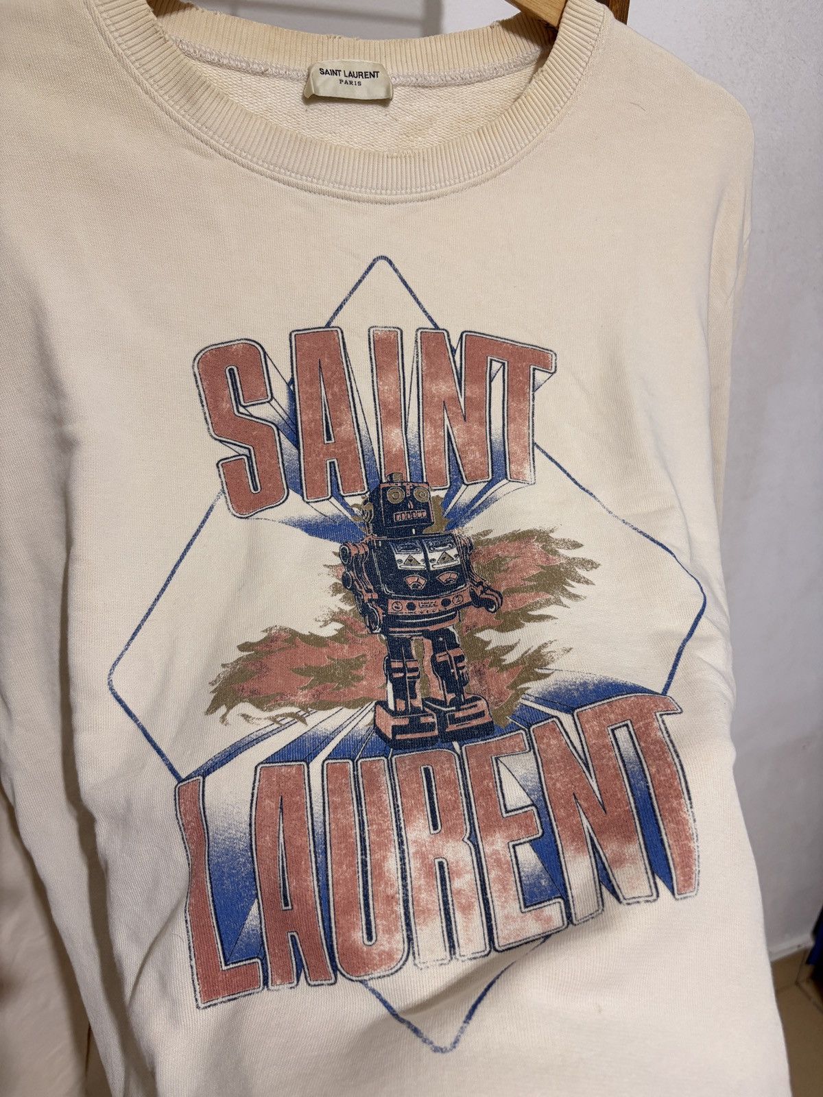Saint Laurent Paris Saint Laurent Robot Destroyed Sweatshirt Size US M / EU 48-50 / 2 - 6 Thumbnail