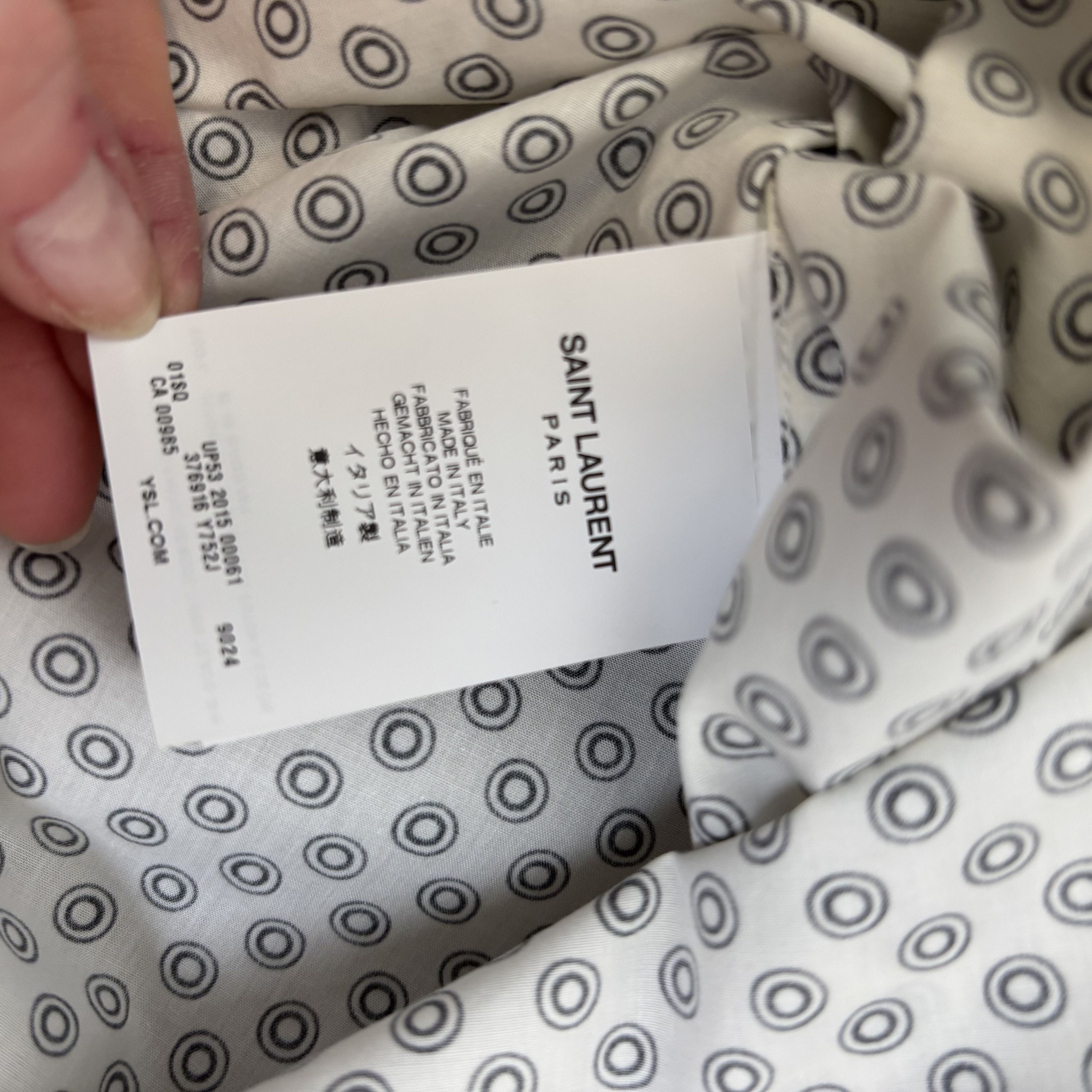 Saint Laurent Paris Saint Laurent White Geometric Circles Shirt Size US XL / EU 56 / 4 - 4 Thumbnail