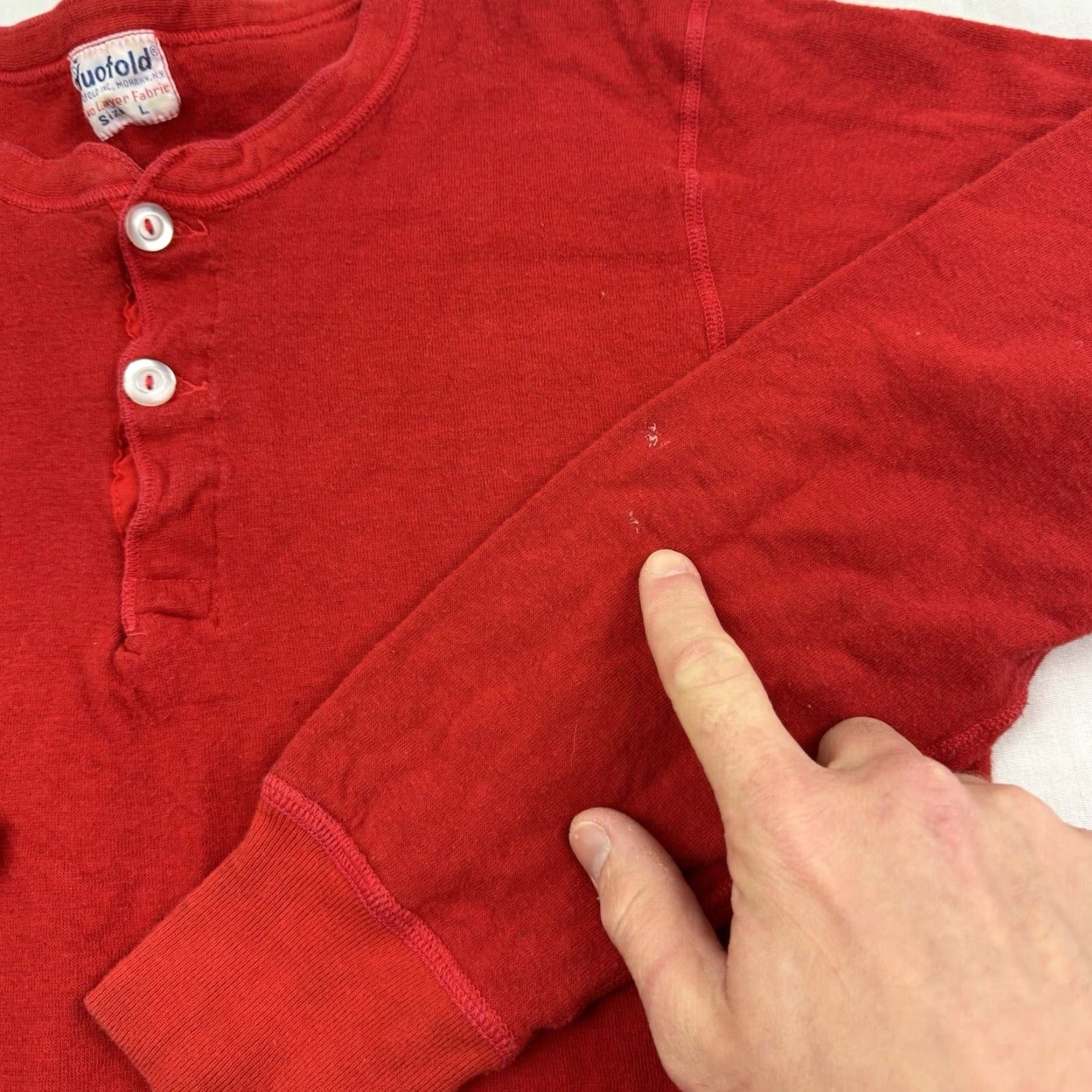 Vintage VINTAGE Duofold Thermal Henley Shirt Men Large Red Grunge 70s Rockabilly Size US L / EU 52-54 / 3 - 5 Thumbnail