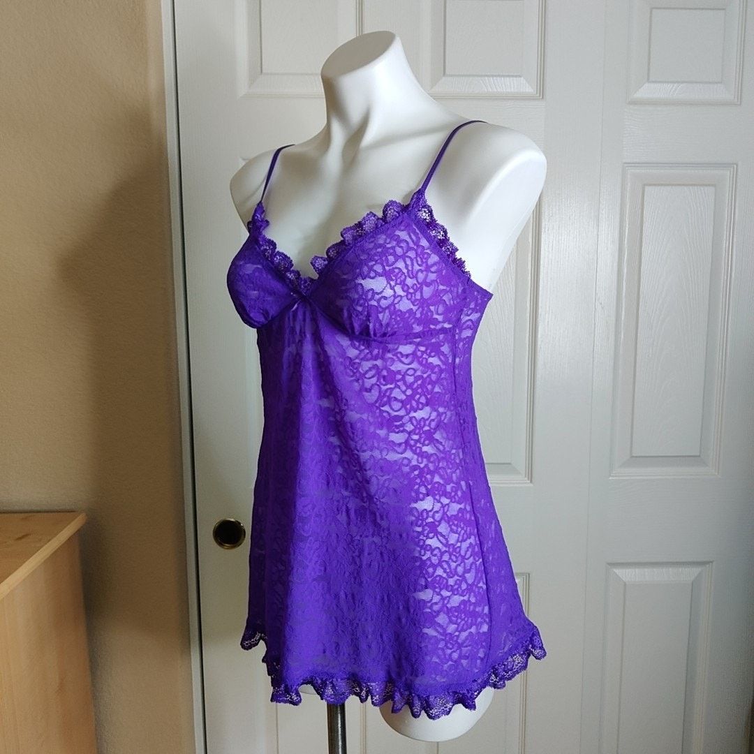 Victoria's Secret Victoria's Secret The Lacie purple stretch lace chemise sz M Size ONE SIZE - 4 Thumbnail