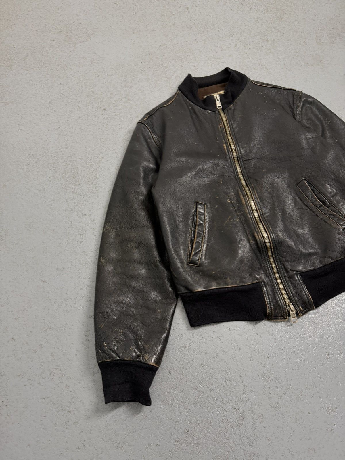 Genuine Leather Brogden Track Leather Ashed Chocolate Narrow Fitted Jacket Size L / US 10 / IT 46 - 3 Thumbnail