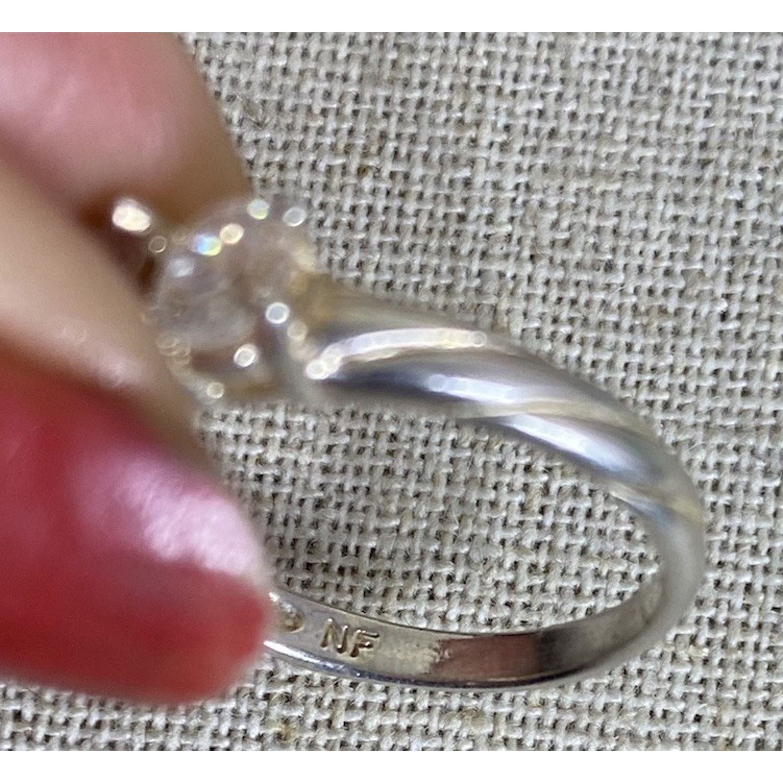 Sterling Silver NF stamp 925 Sterling Silver Round-Cut C Z Ring Size 7.25 Size ONE SIZE - 7 Thumbnail
