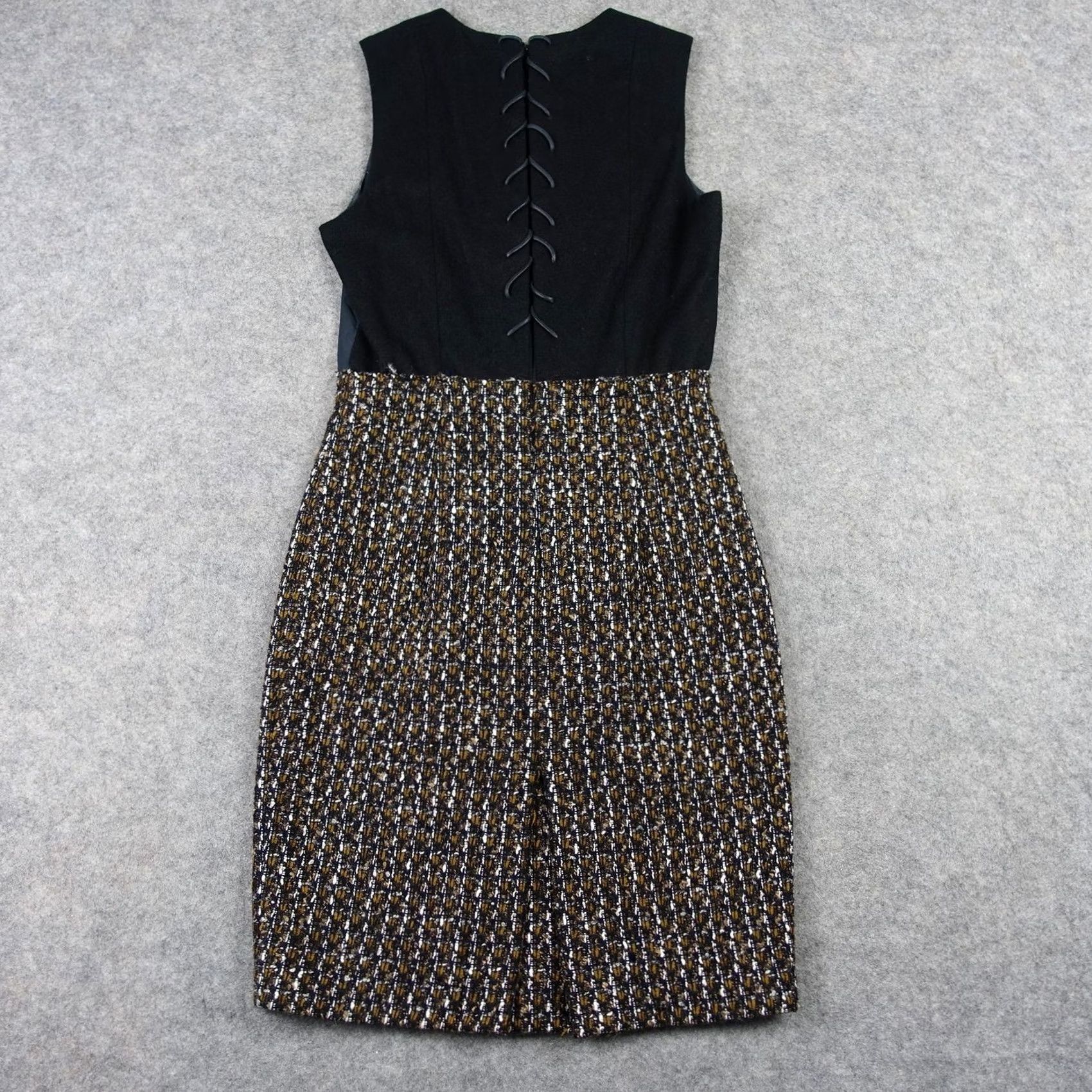 Carven Carven Dress Womens 4 Black Tweed Colorblock Sheath Knee Length Wool Mohair VTG Dress Size S / US 4 / IT 40 - 5 Thumbnail