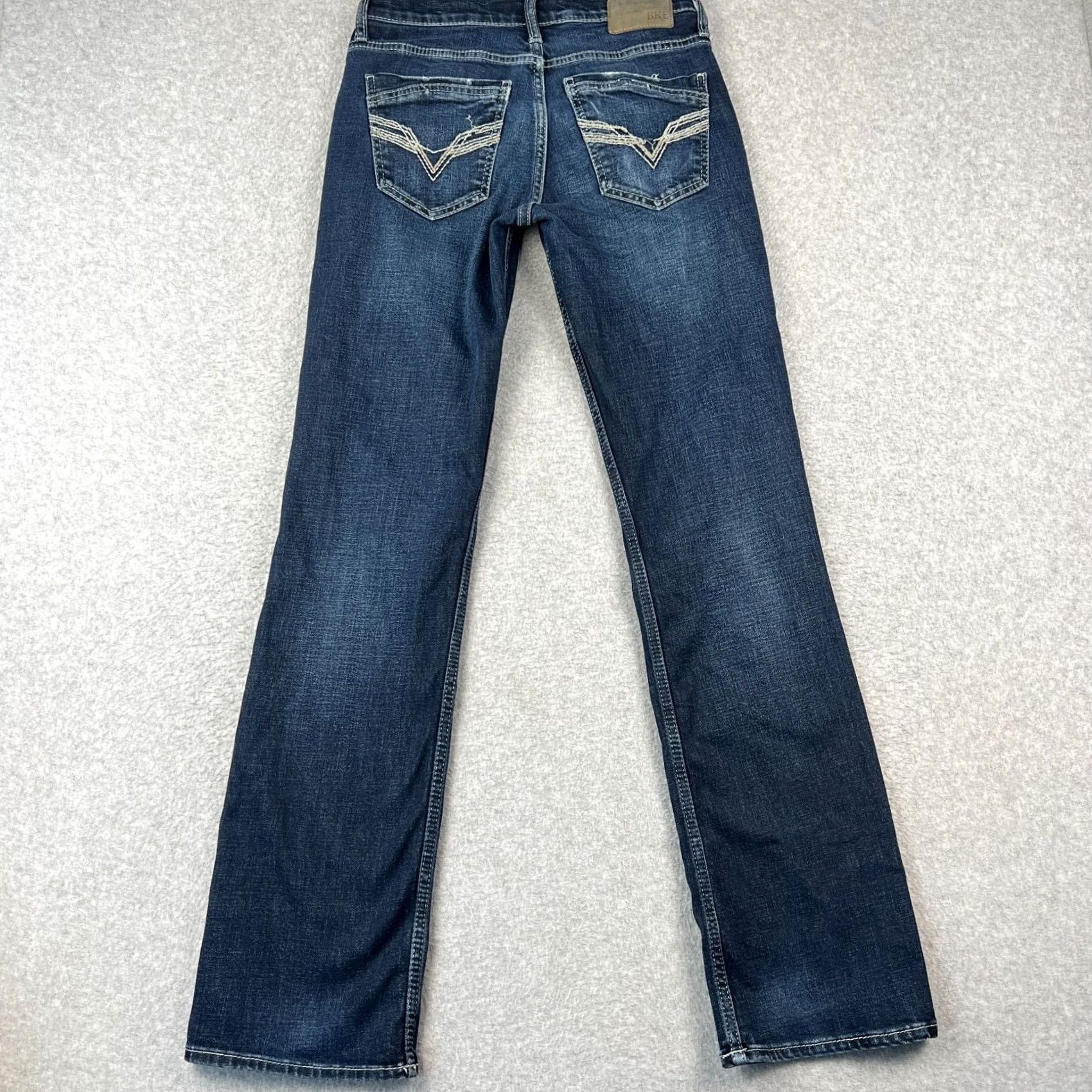 Vintage Buckle BKE Jake Straight Jeans Mens 30x34 Blue Stretch Denim Pants Thick Stitch Size US 31 - 2 Thumbnail