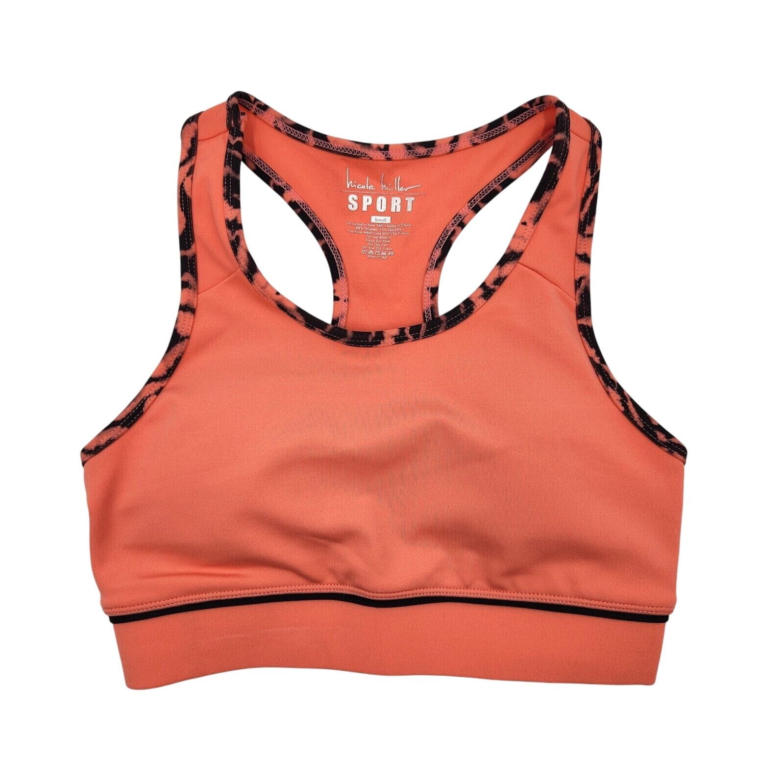 Nicole Miller Women Coral Low Impact Yoga Sports Bra Size S in Pink