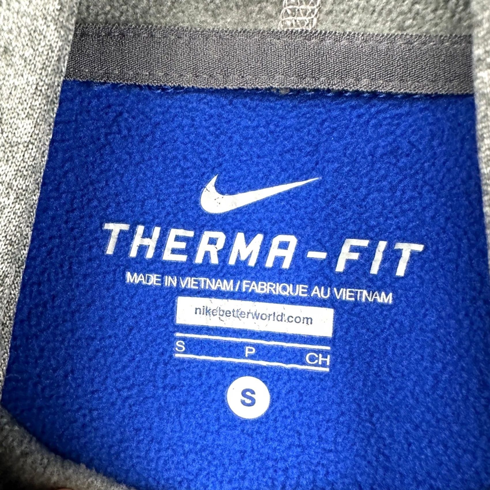 Nike Nike Therma-Fit Mens Hoodie Sweatshirt Small Blue Gray Fleece Lined Drawstring Quilted Size US S / EU 44-46 / 1 - 4 Thumbnail