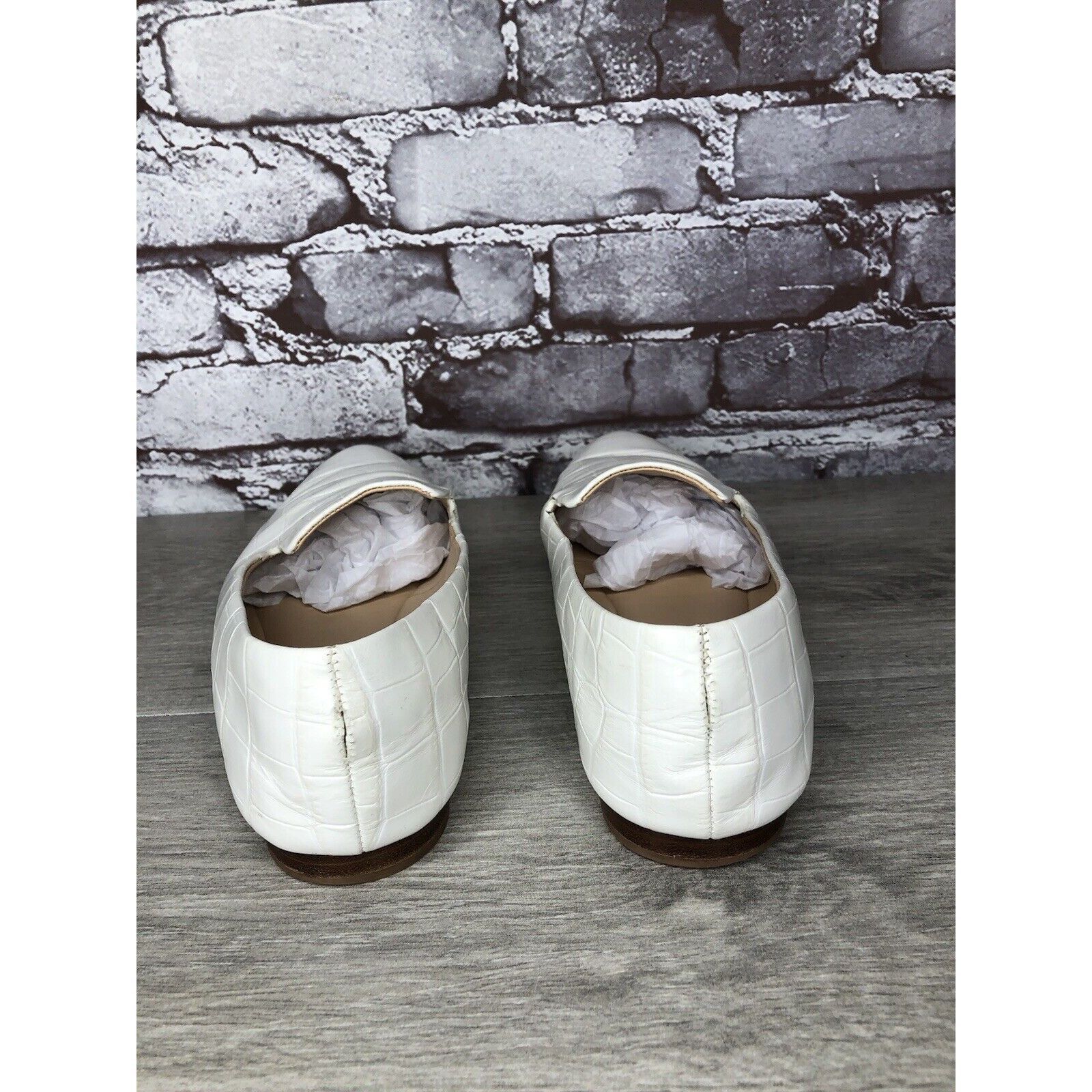 Veronica Beard Veronica Beard Griffin White Leather Croc Embossed Loafer Fl Size US 9.5 / IT 39.5 - 6 Thumbnail