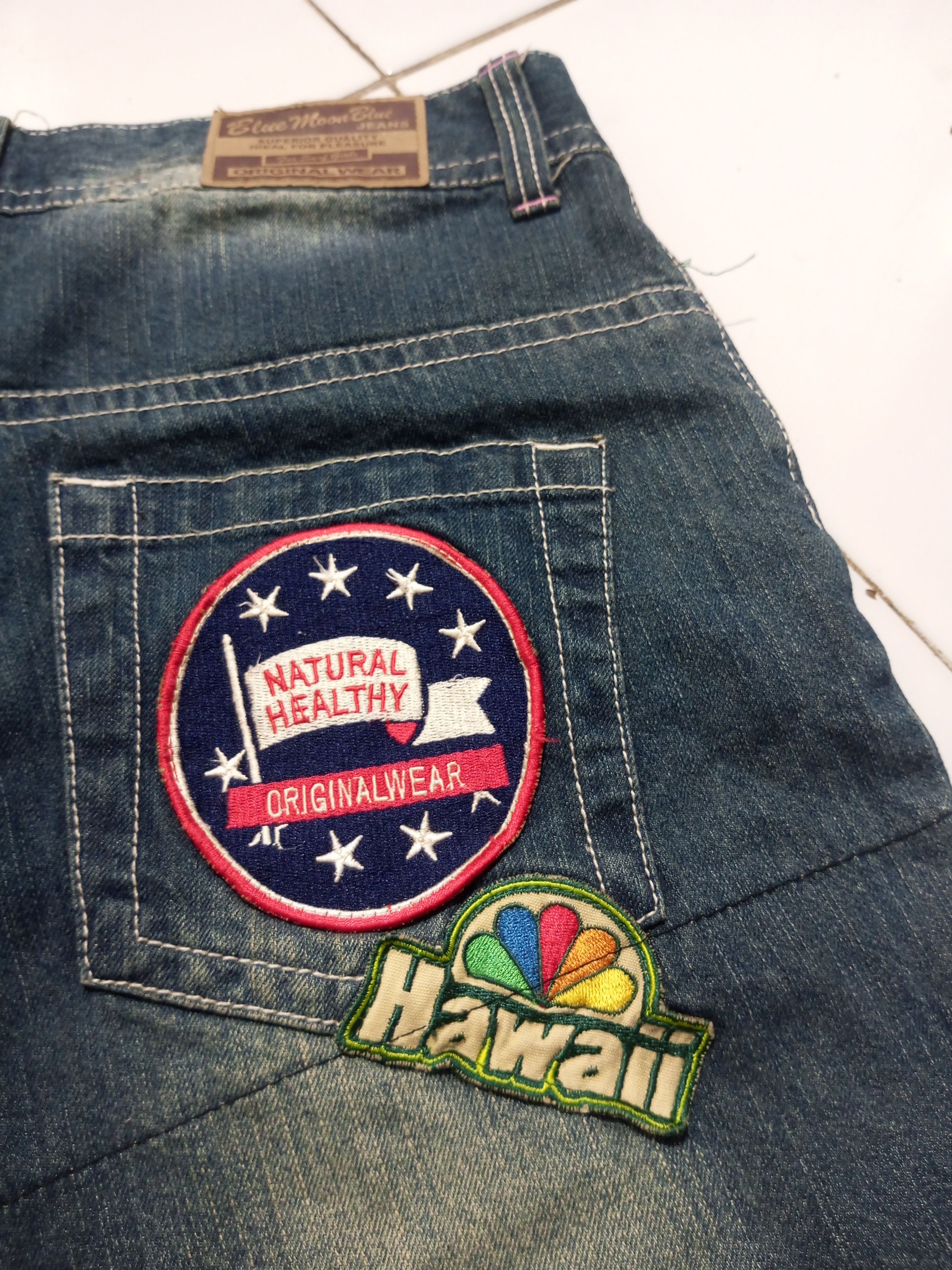Hysteric Glamour Vintage Blue Moon Blue patch shorts denim Size 29" - 4 Thumbnail