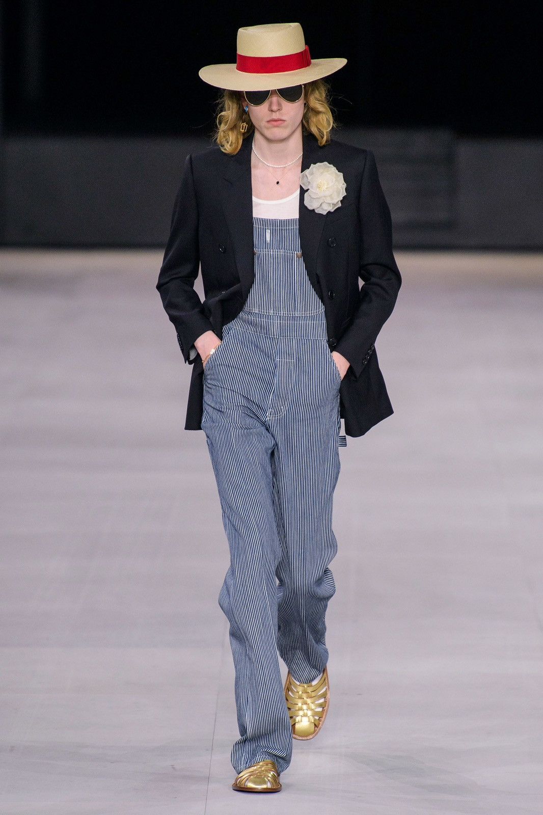 CELINE BY HEDI SLIMANE 20SS HICKORY STRIPE OVERALLS