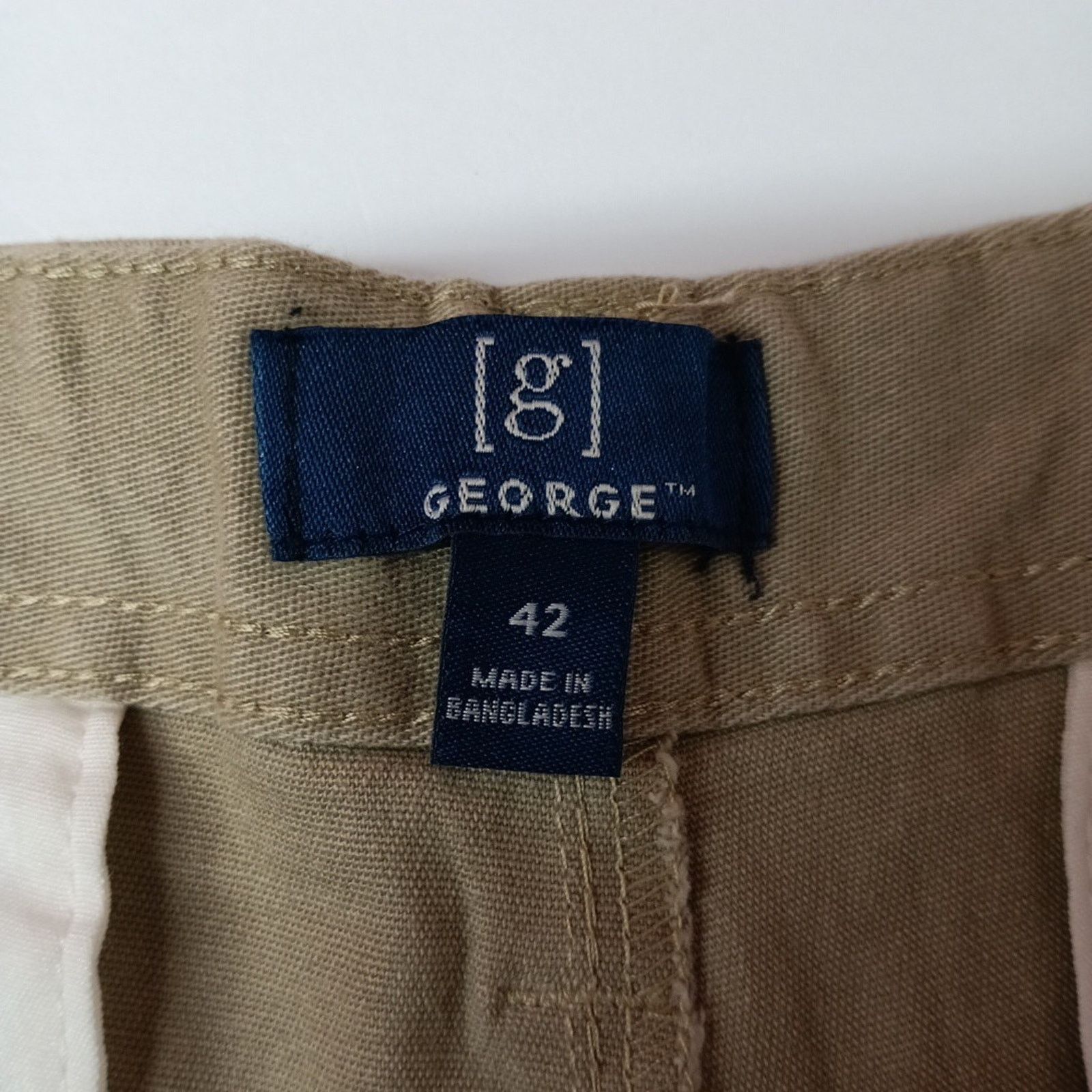 George George Twill Shorts Men's Size 42 Beige Flat Front 9" Inseam Size US 42 / EU 58 - 2 Thumbnail