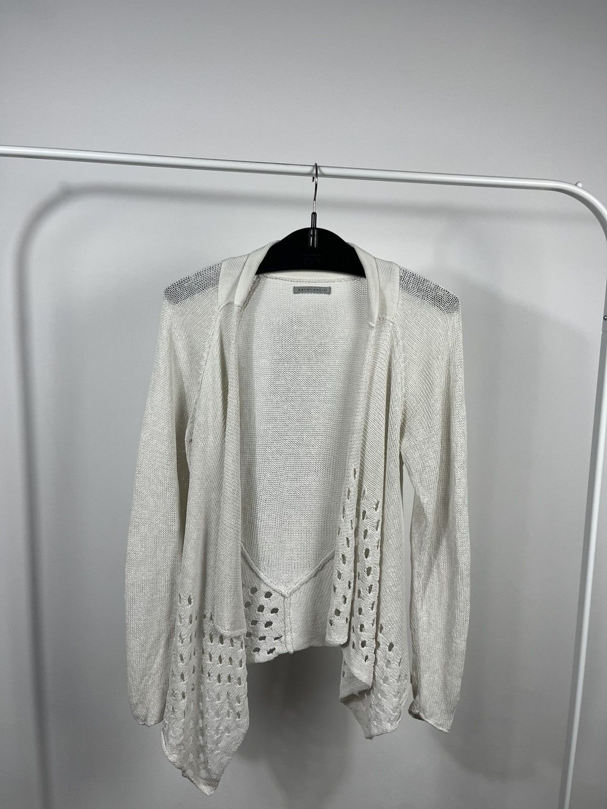 Sarah Pacini Sarah Pacini White Knit Open Cardigan Draped Long Sleeve Size S / US 4 / IT 40 - 7 Thumbnail