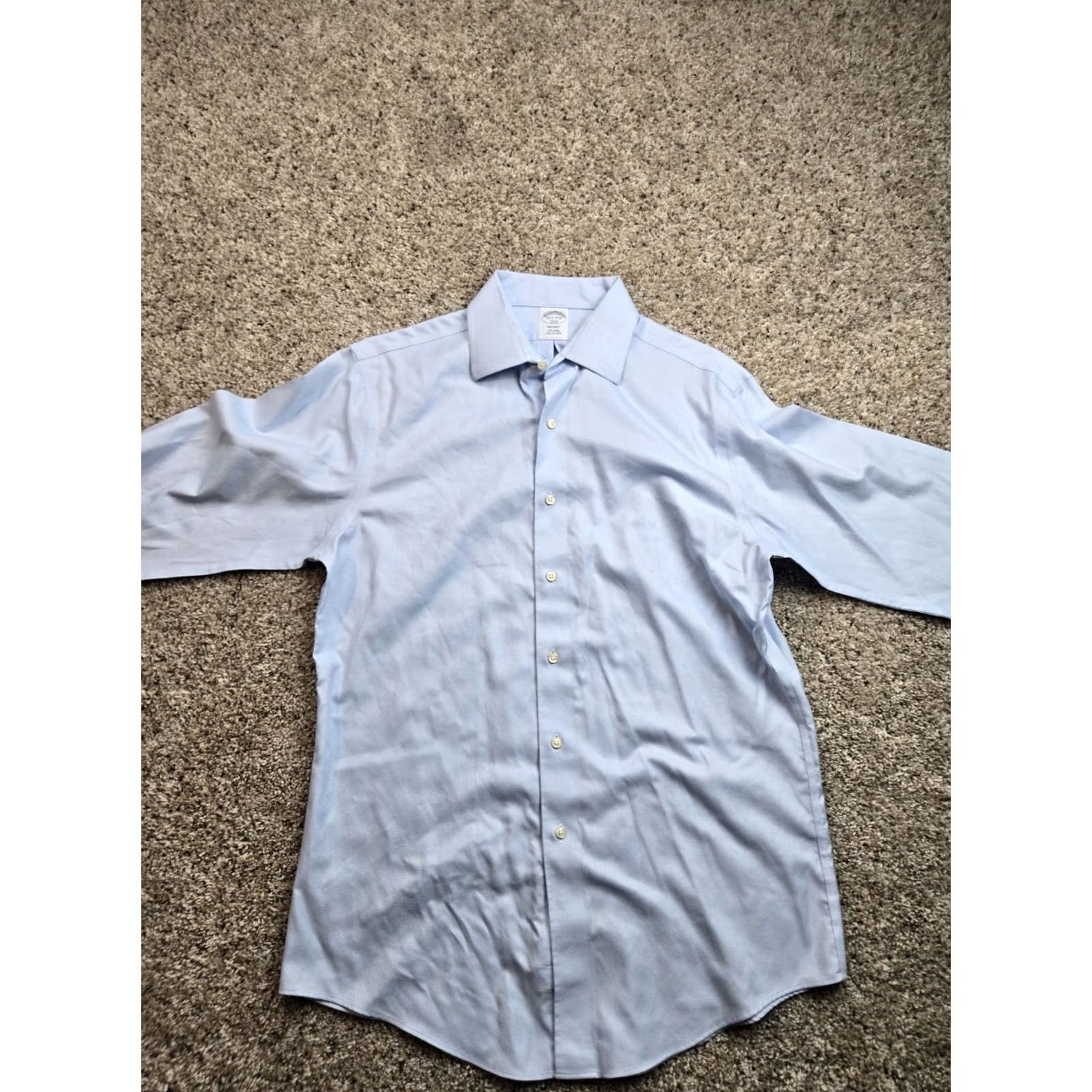 Brooks Brothers Brooks Brothers Regent Dress Shirt 15.5-4/5 Mens Blue Button Up Long Sleeve - Cotton, Non-Iron, Regular Fit, Classic, Casual, Business Size 42R - 4 Thumbnail
