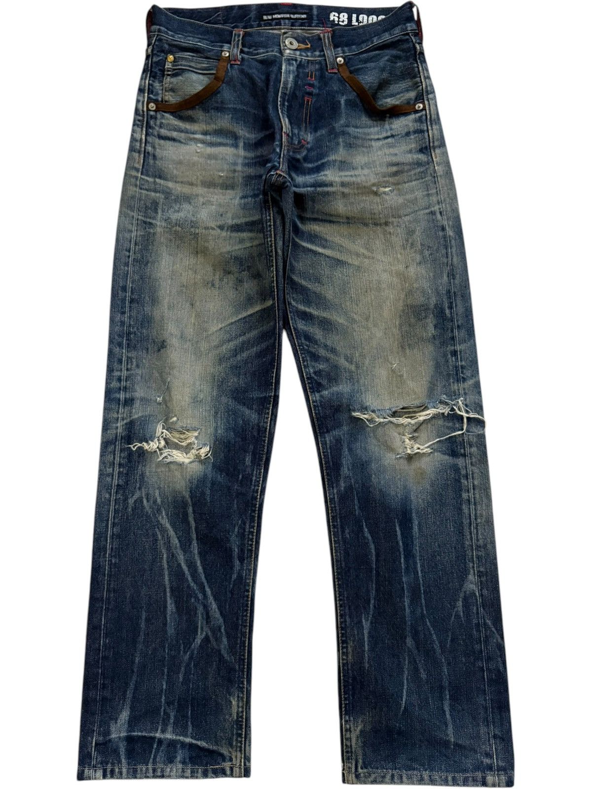 Japanese Brand Hybrid Vintage Japanese Brand Bleached Mud Wash Loose Jeans Size US 30 / EU 46 - 1 Thumbnail