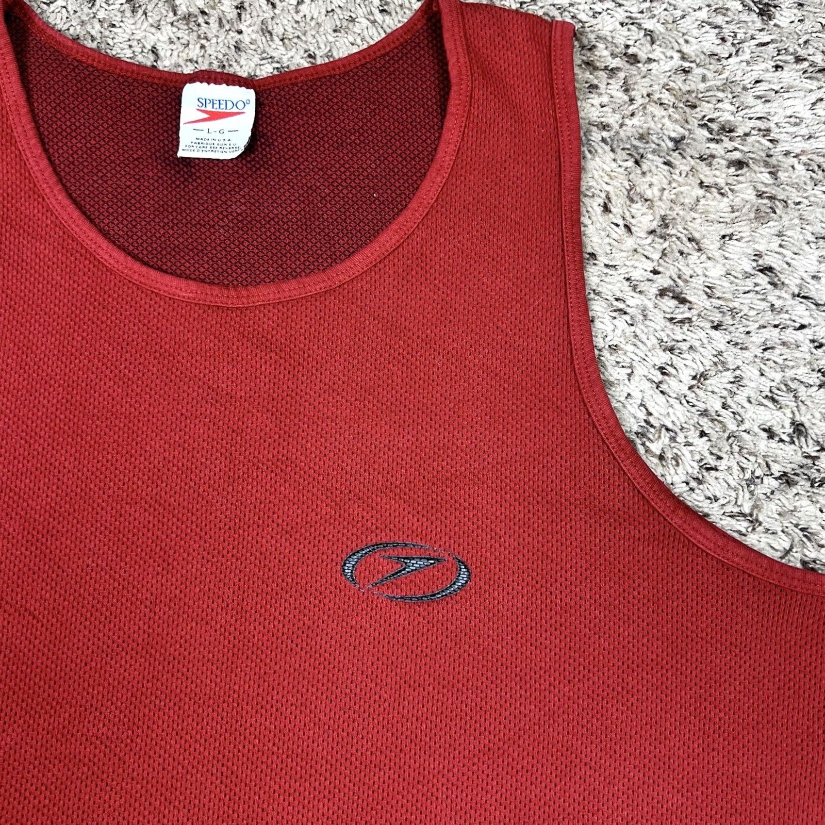 Speedo VINTAGE Speedo Red Tank Top Shirt Large Puff Print Logo Beach Pool Made USA Size US L / EU 52-54 / 3 - 4 Thumbnail