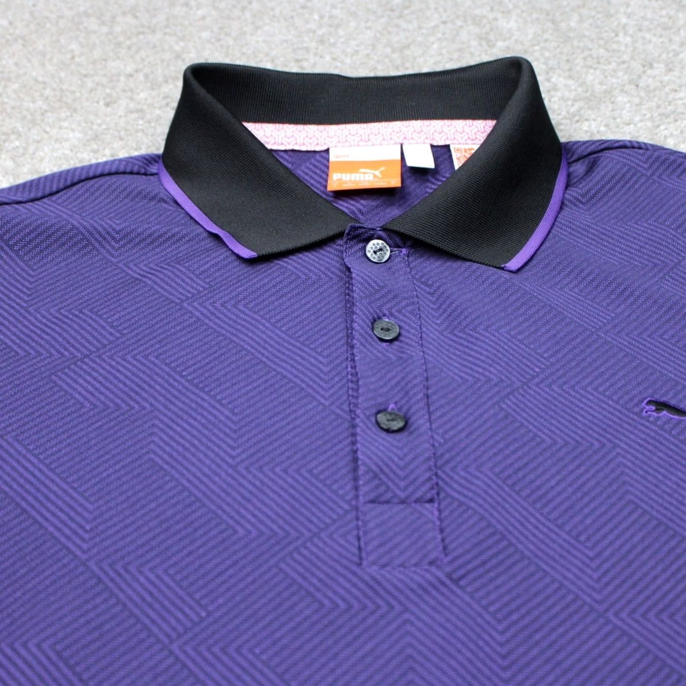 Puma PUMA Polo Shirt Mens Large Purple Dry Cell Wicking Jacquard Short Sleeve Golf Clothing Polo Mens Large Purple Jacquard Dry Cell Golf Shirt Size US L / EU 52-54 / 3 - 5 Thumbnail