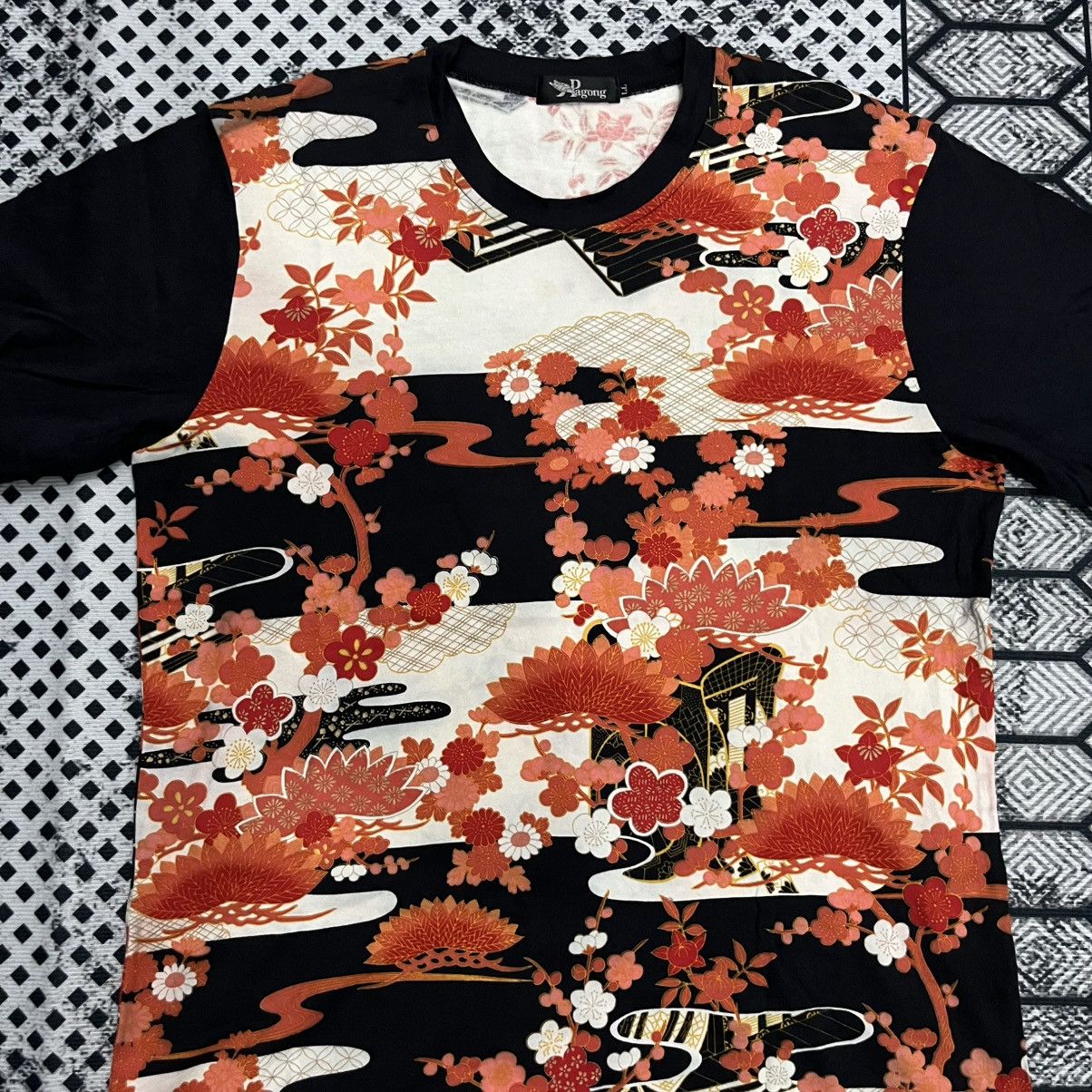 Karakuri Tamashii 💥Kyoto Sakura Pagoda Motive Sukajan Souvenir Tee Size US L / EU 52-54 / 3 - 3 Thumbnail