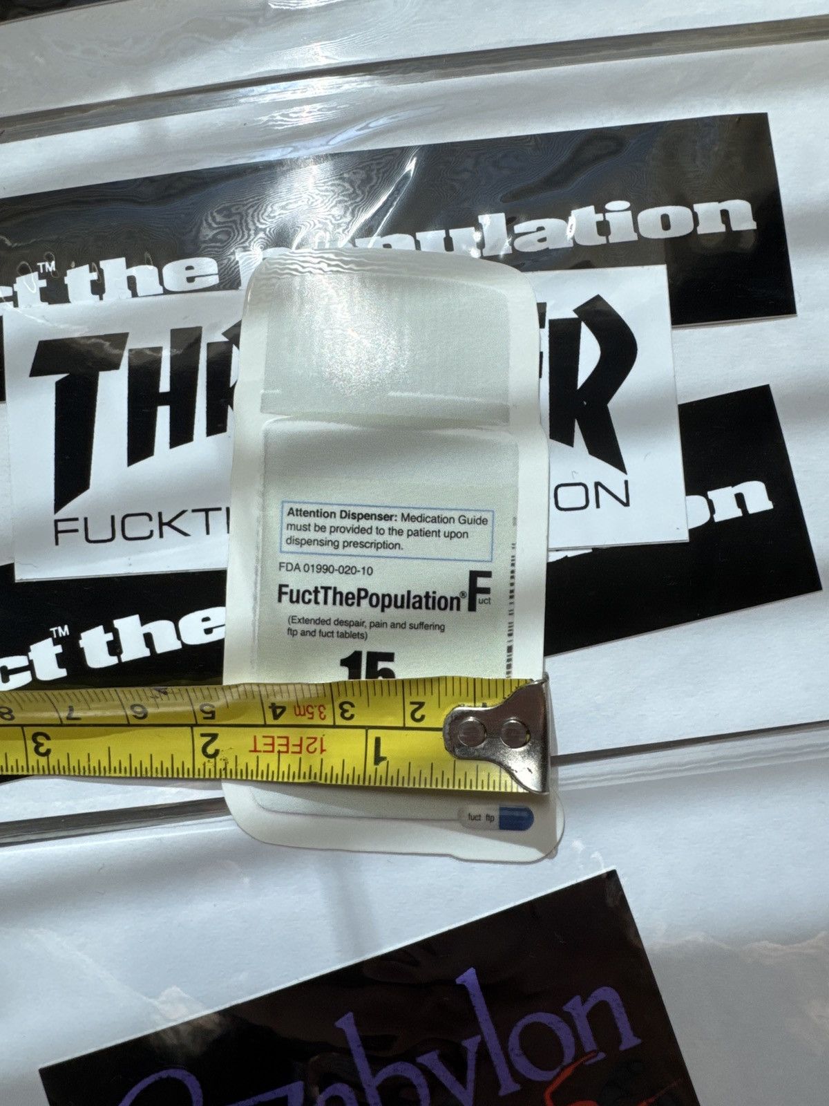 Fuck The Population FTP x FUCT Pill Bottle Sticker RX Prescription Size ONE SIZE - 4 Thumbnail