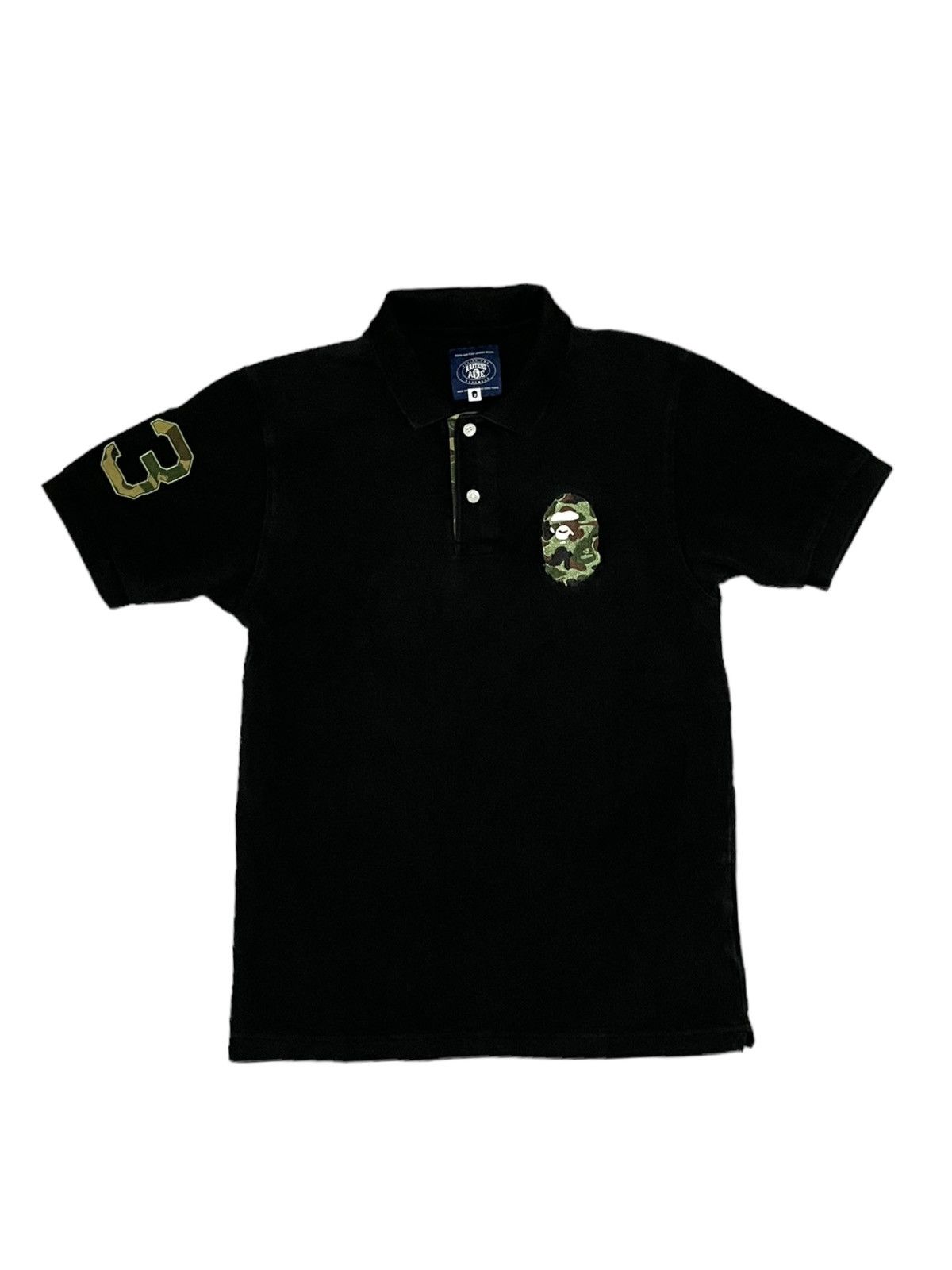 image of Bape 1St Camo Ape Head Polo in Black, Men's (Size Small)