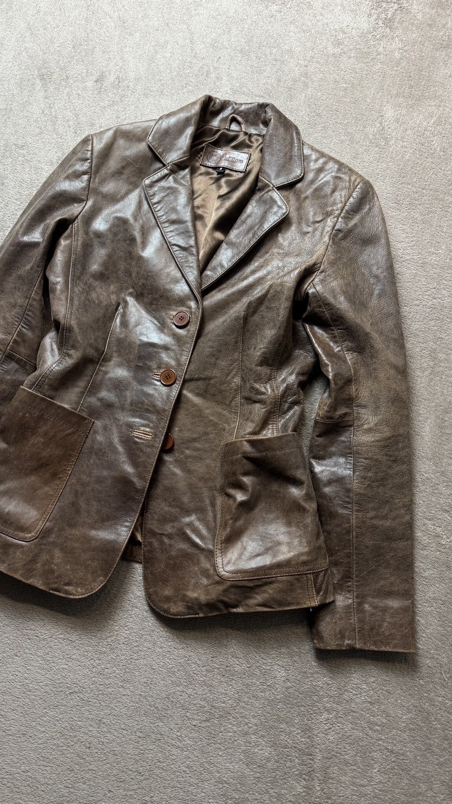 Genuine Leather Vintage Y2K Leather Blazer Jacket gucci ysl balmain miu miu Size M / US 6-8 / IT 42-44 - 3 Thumbnail