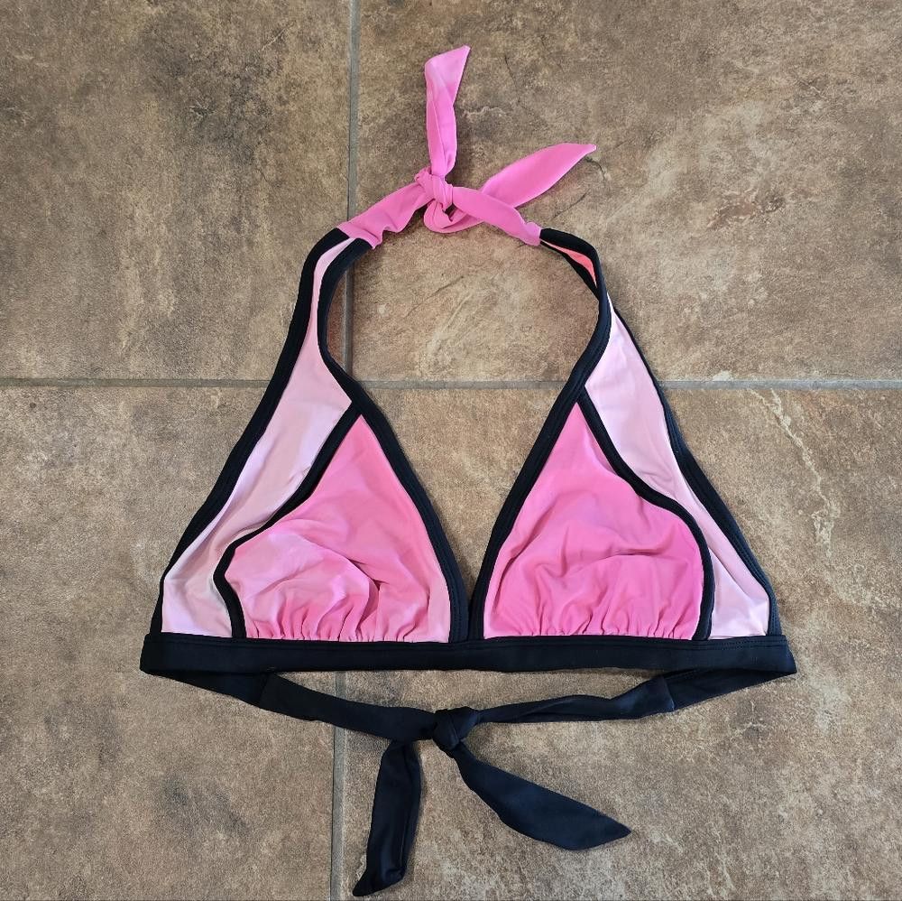 Designer Pink Black Lined XHLN Bikini Top Size ONE SIZE - 1 Thumbnail