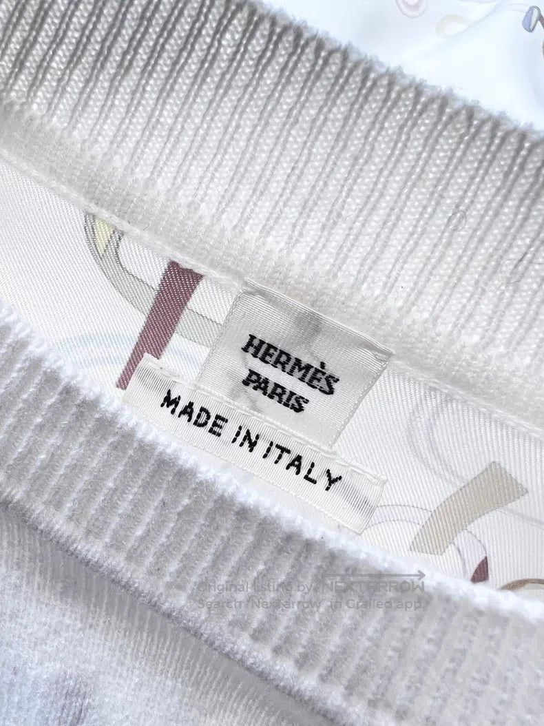 Hermes Hermes Cream-colored chain print cashmere and silk blend s Size XS / US 0-2 / IT 36-38 - 6 Thumbnail