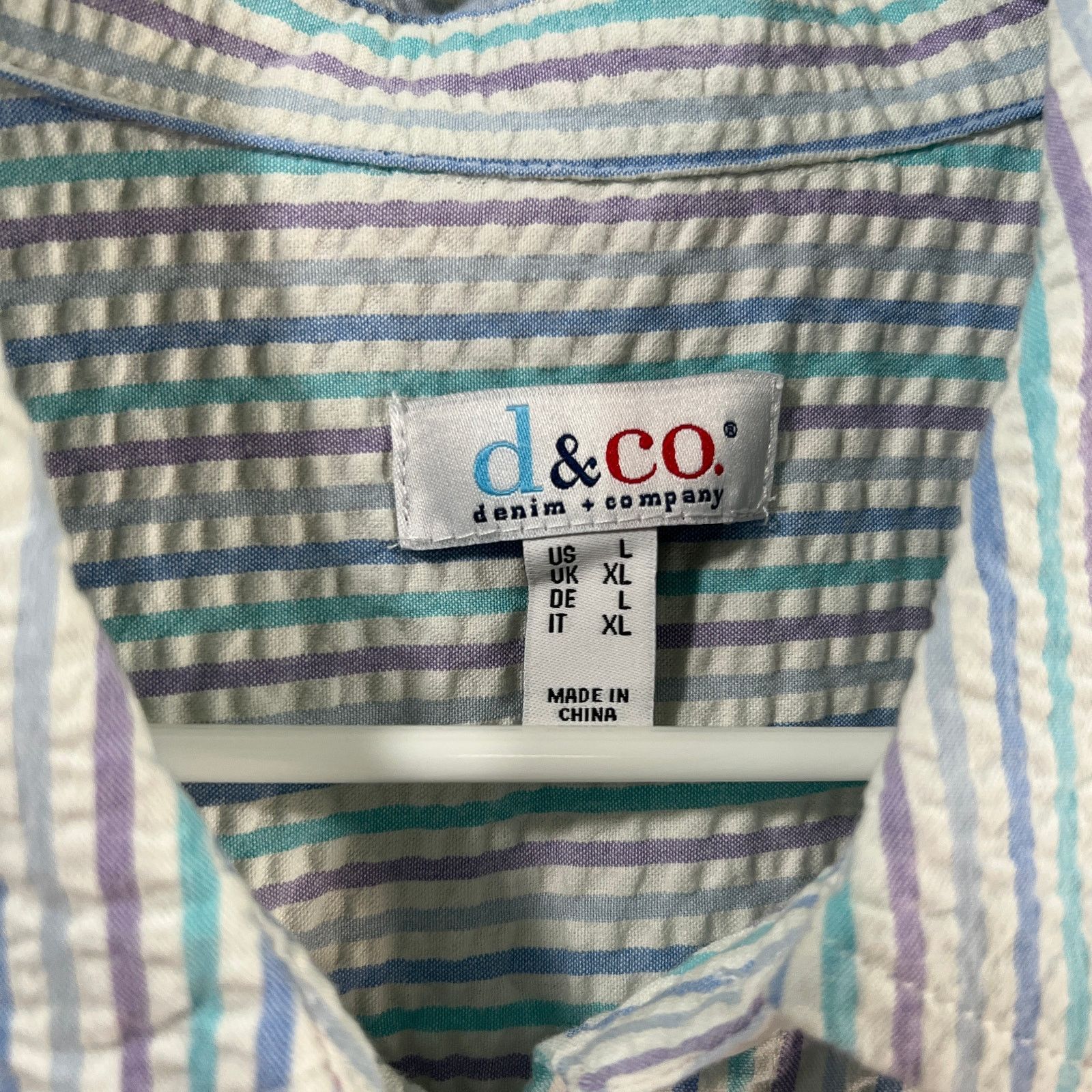 Denim & Co. Denim & Co. Seersucker Button Front Short Sleeve Size L / US 10 / IT 46 - 3 Thumbnail