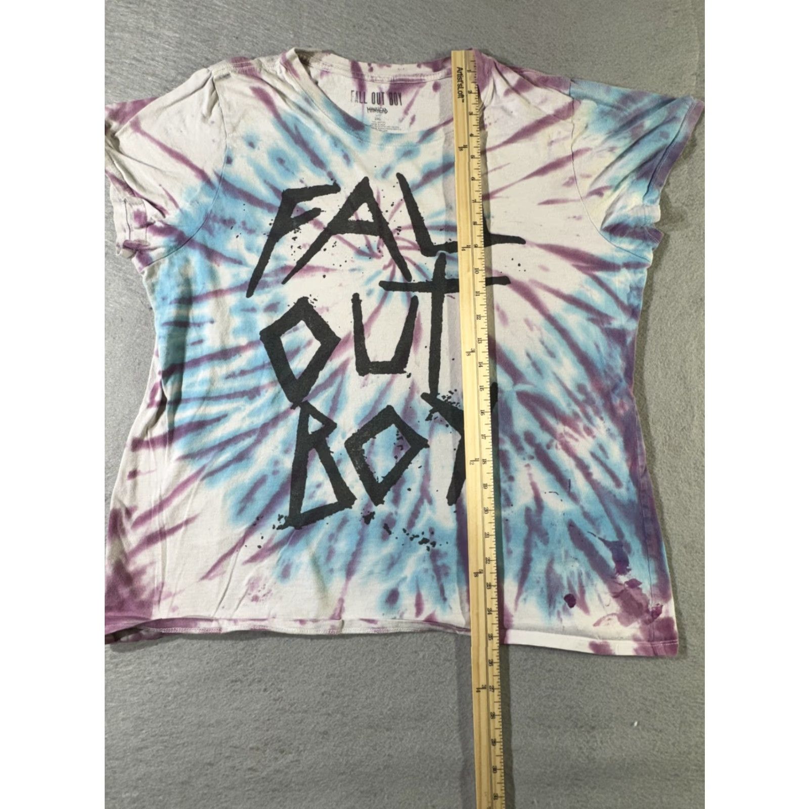 Vintage Fall Out Boy Shirt Mens 2XL Tie Dye Purple Blue Band Graphic Tee Manhead Cotton Size US XXL / EU 58 / 5 - 6 Thumbnail